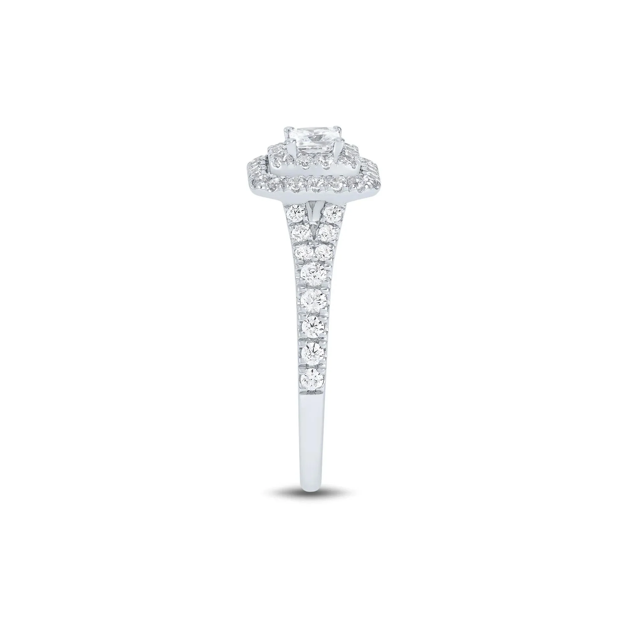 3/4 CT. Tw. Princess-Cut Double Halo Engagement Ring 14K White Gold Round Brilliant Cut Size 6 1mm - Image 3