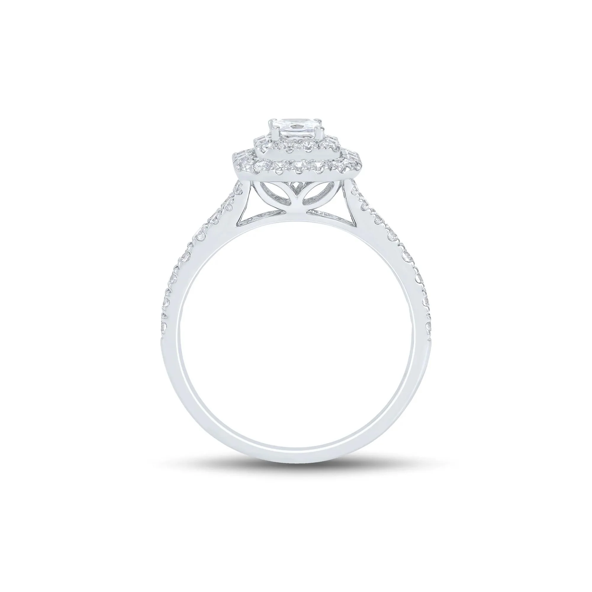 3/4 CT. Tw. Princess-Cut Double Halo Engagement Ring 14K White Gold Round Brilliant Cut Size 8 1mm - Image 2