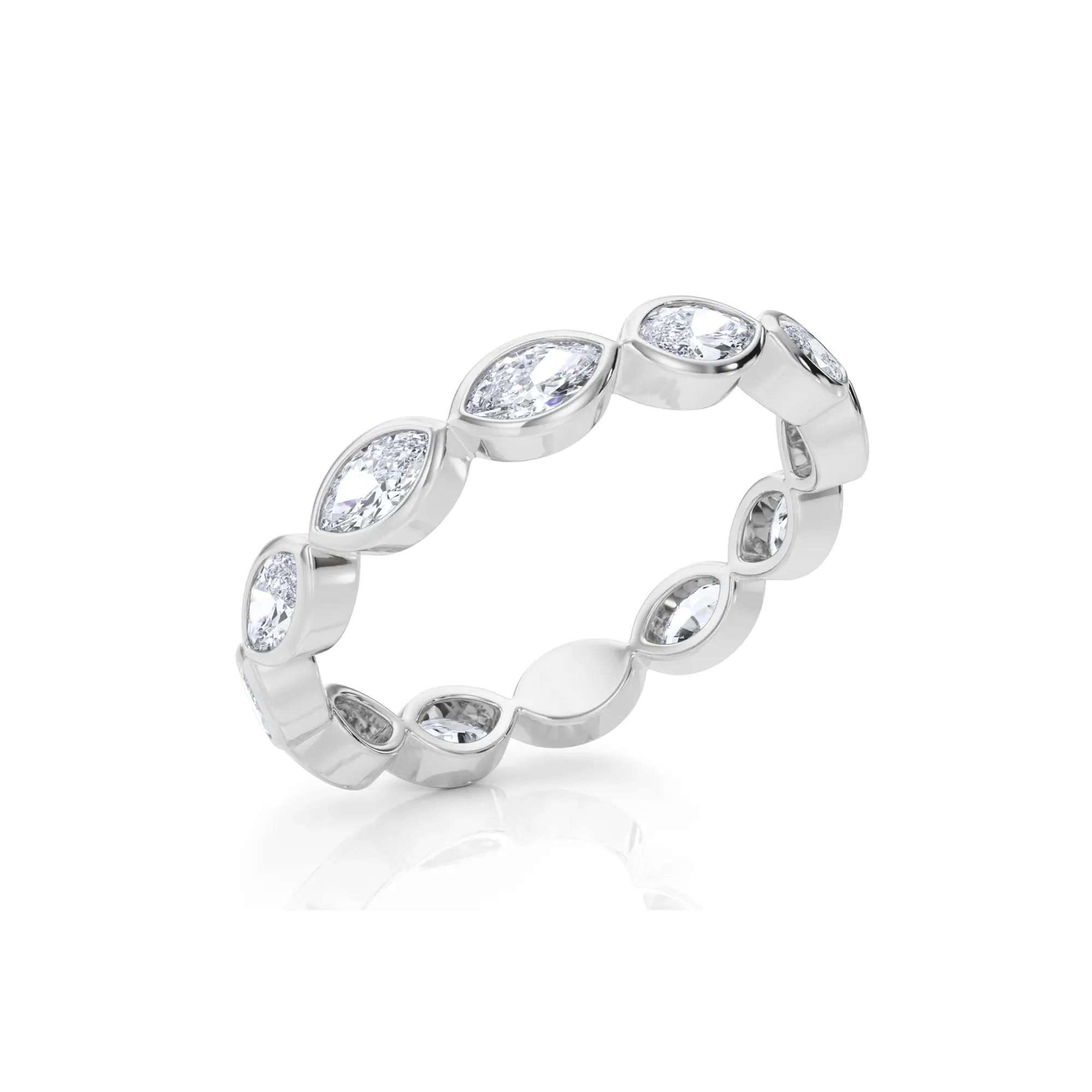 Lab Grown Diamond Bezel-Set Marquise True Eternity Band Ring 14K White Gold Size 5 3.5mm - Image 5