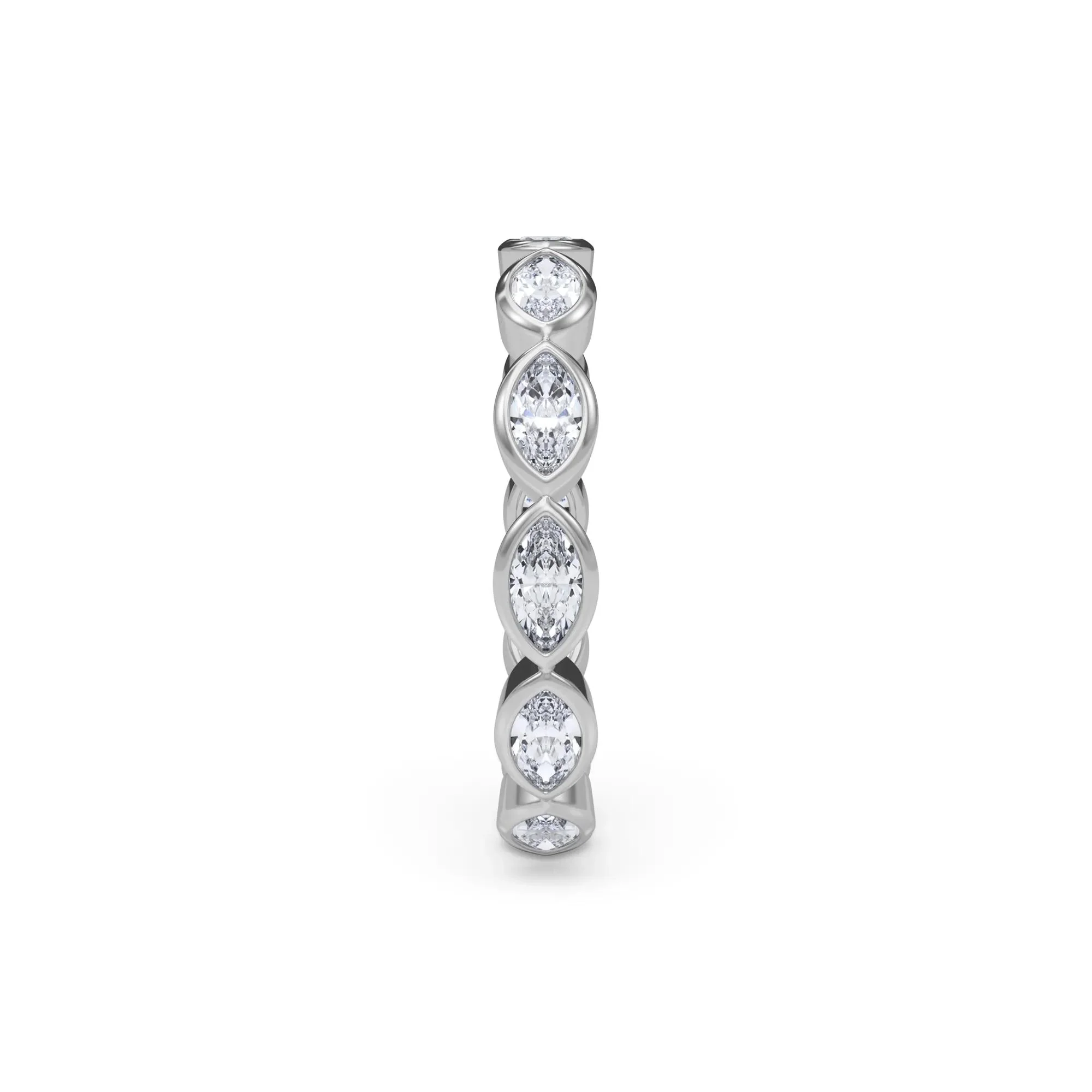 Lab Grown Diamond Bezel-Set Marquise True Eternity Band Ring 14K White Gold Size 7.5 3.5mm - Image 3