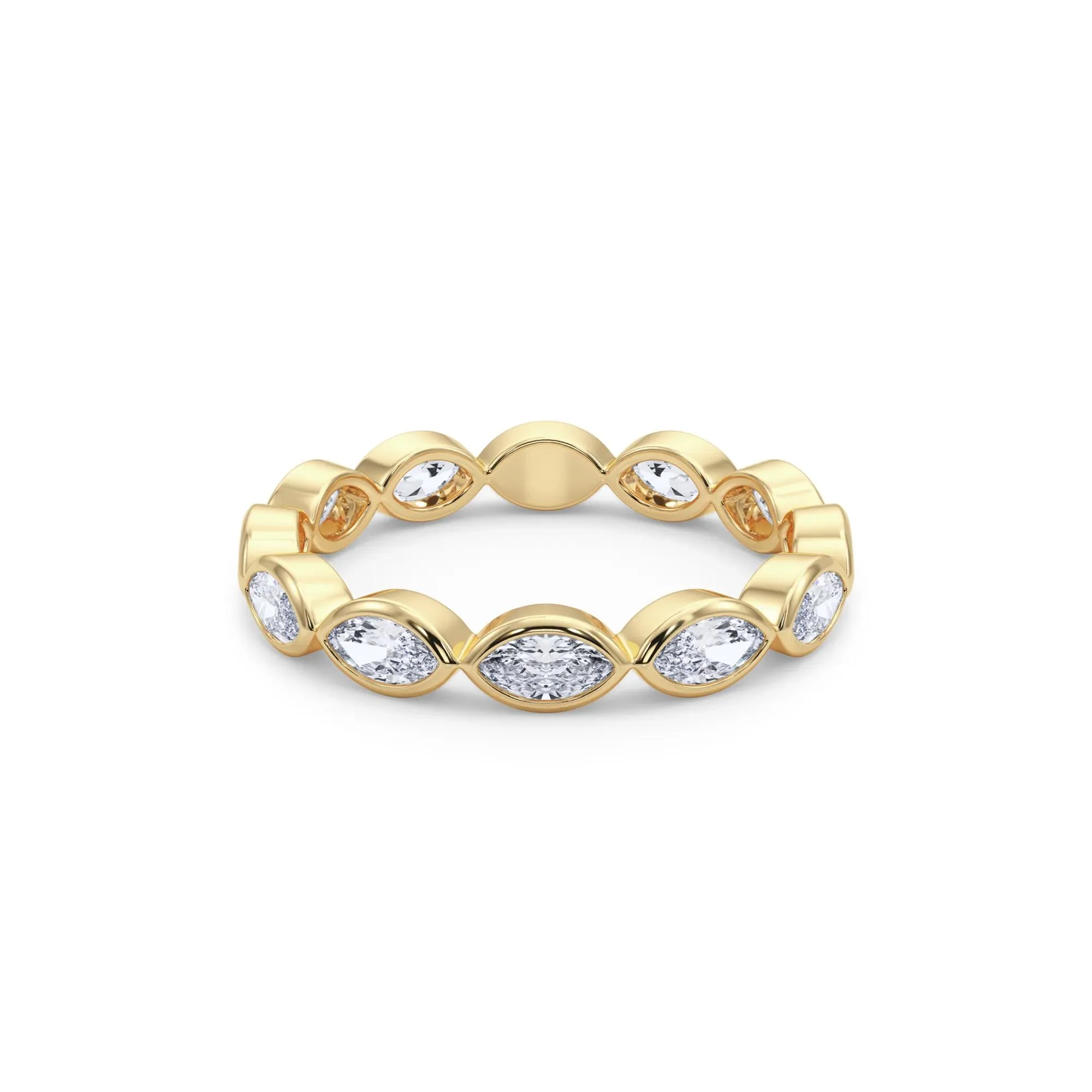 Lab Grown Diamond Bezel-Set Marquise True Eternity Band Ring 14K Yellow Gold Size 7 3.5mm - Image 4
