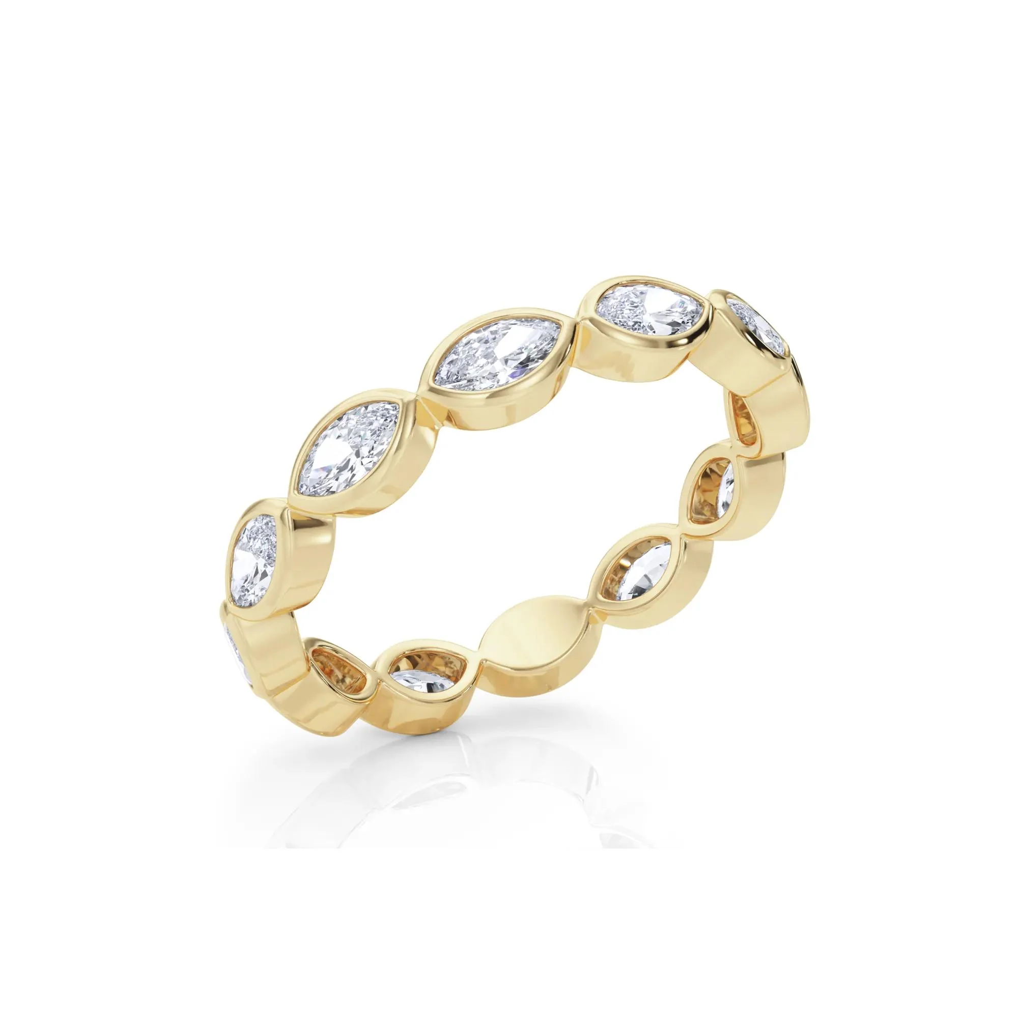 Lab Grown Diamond Bezel-Set Marquise True Eternity Band Ring 14K Yellow Gold Size 7 3.5mm - Image 5