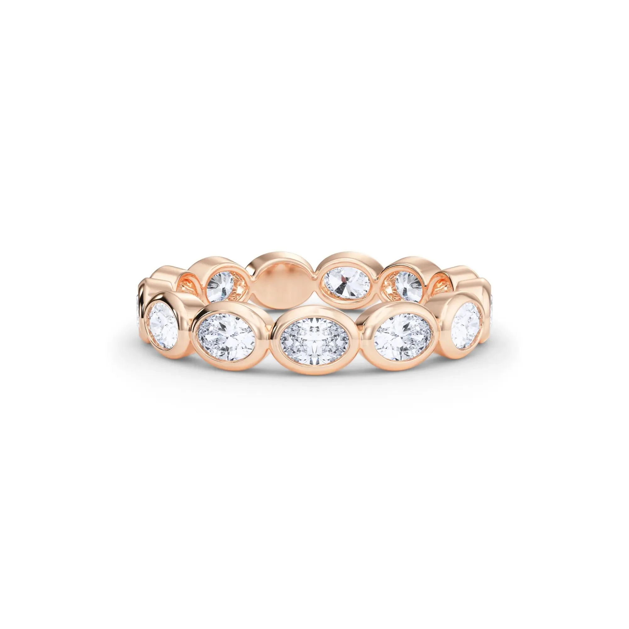 Lab Grown Diamond Oval True Eternity Band Ring 14K Rose Gold Size 5.5 3.5mm
