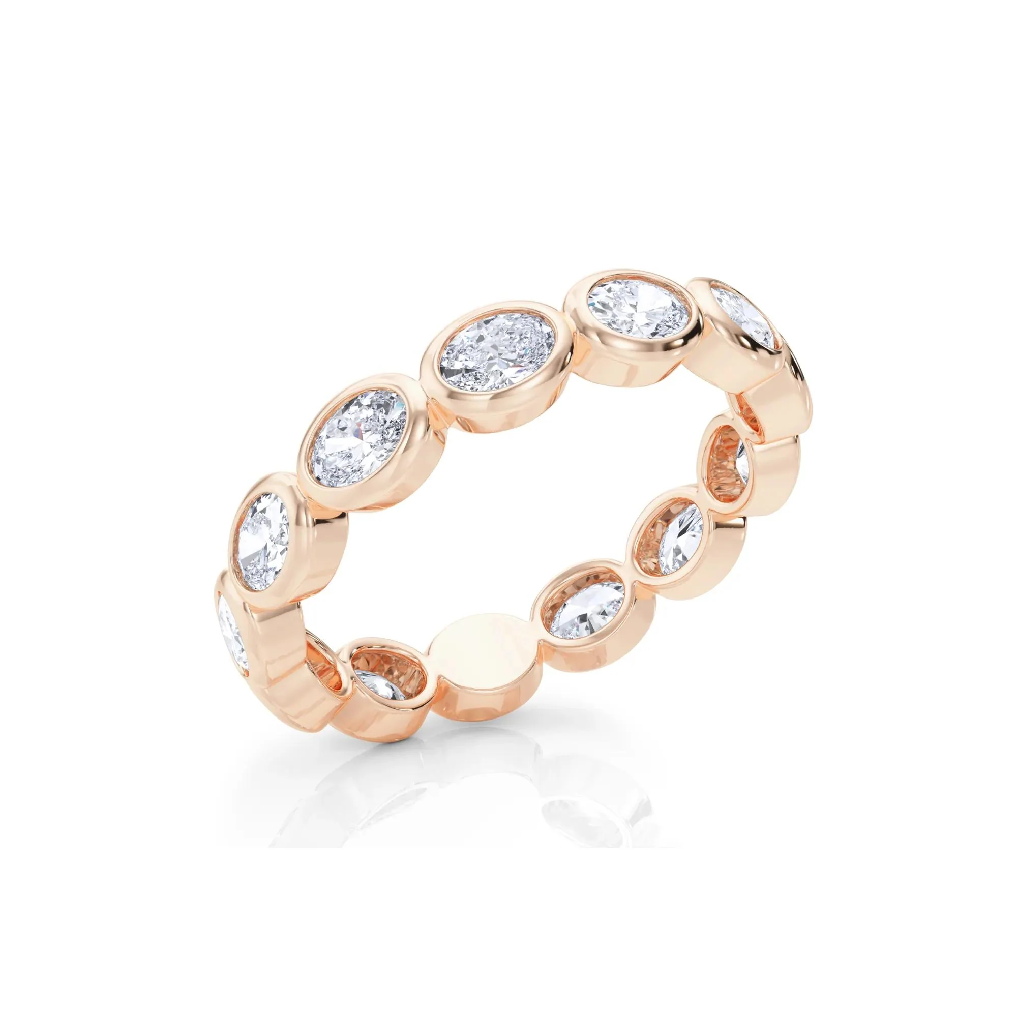 Lab Grown Diamond Oval True Eternity Band Ring 14K Rose Gold Size 7.5 3.5mm - Image 5