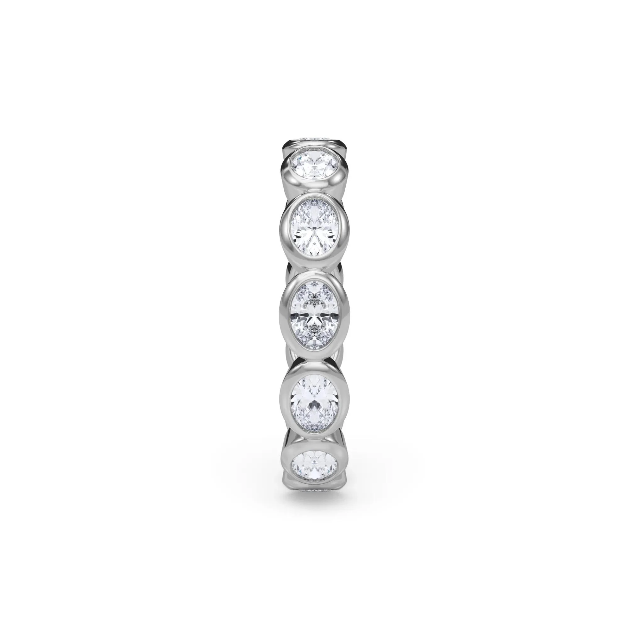 Lab Grown Diamond Oval Bezel-Set True Eternity Band Ring 14K White Gold Size 4 3.5mm - Image 3