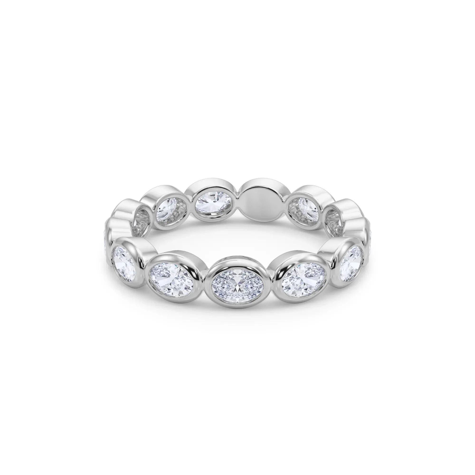 Lab Grown Diamond Oval Bezel-Set True Eternity Band Ring 14K White Gold Size 4 3.5mm - Image 4
