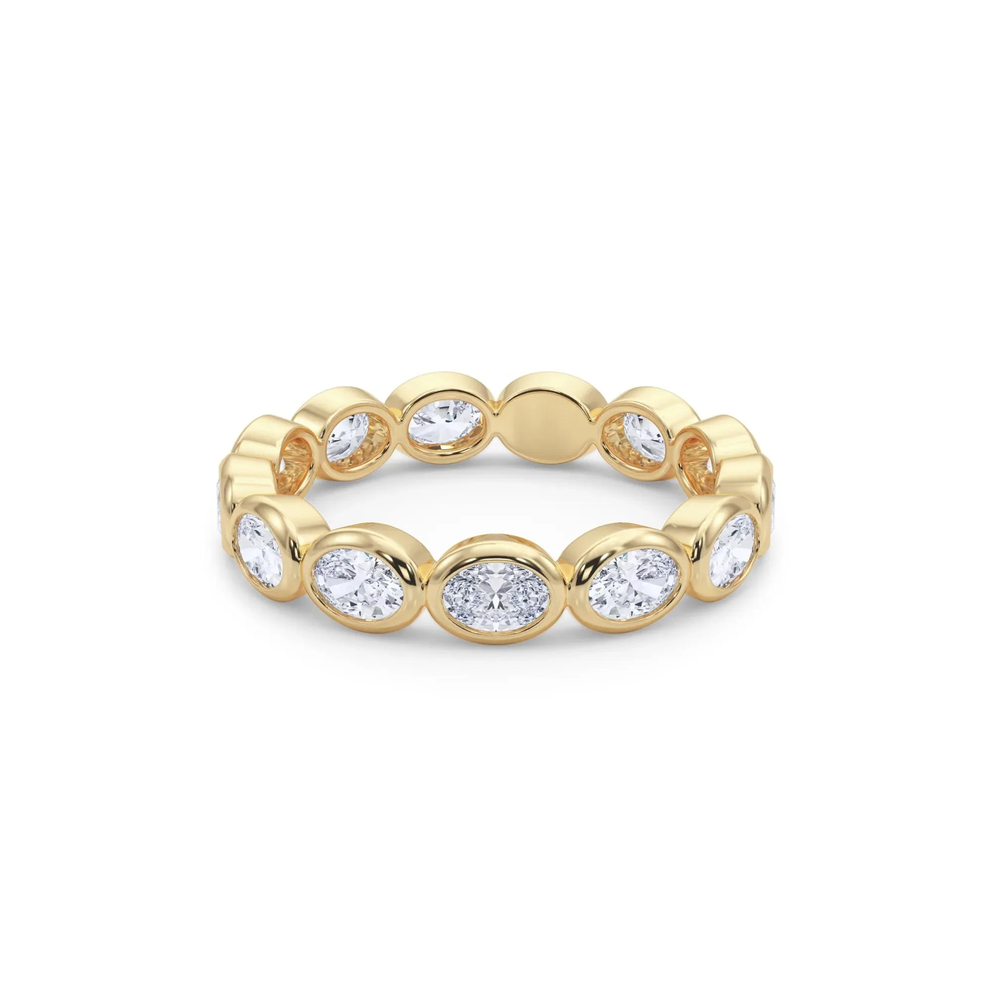 Lab Grown Diamond Bezel-Set Oval True Eternity Band Ring 14K Yellow Gold Size 8 3.5mm - Image 4