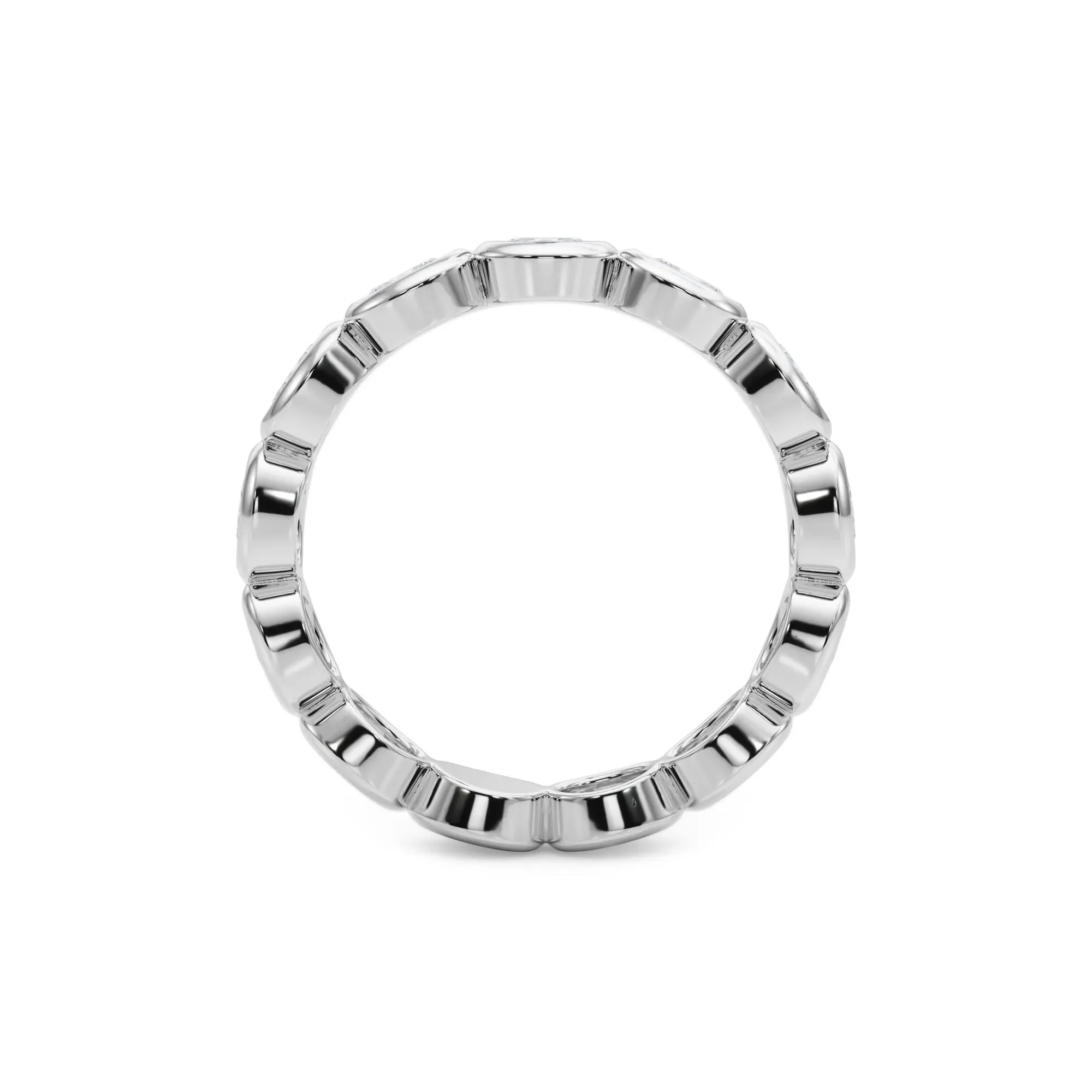 Lab Grown Diamond Bezel-Set Oval True Eternity Band Ring Platinum White Size 8 3.5mm - Image 2