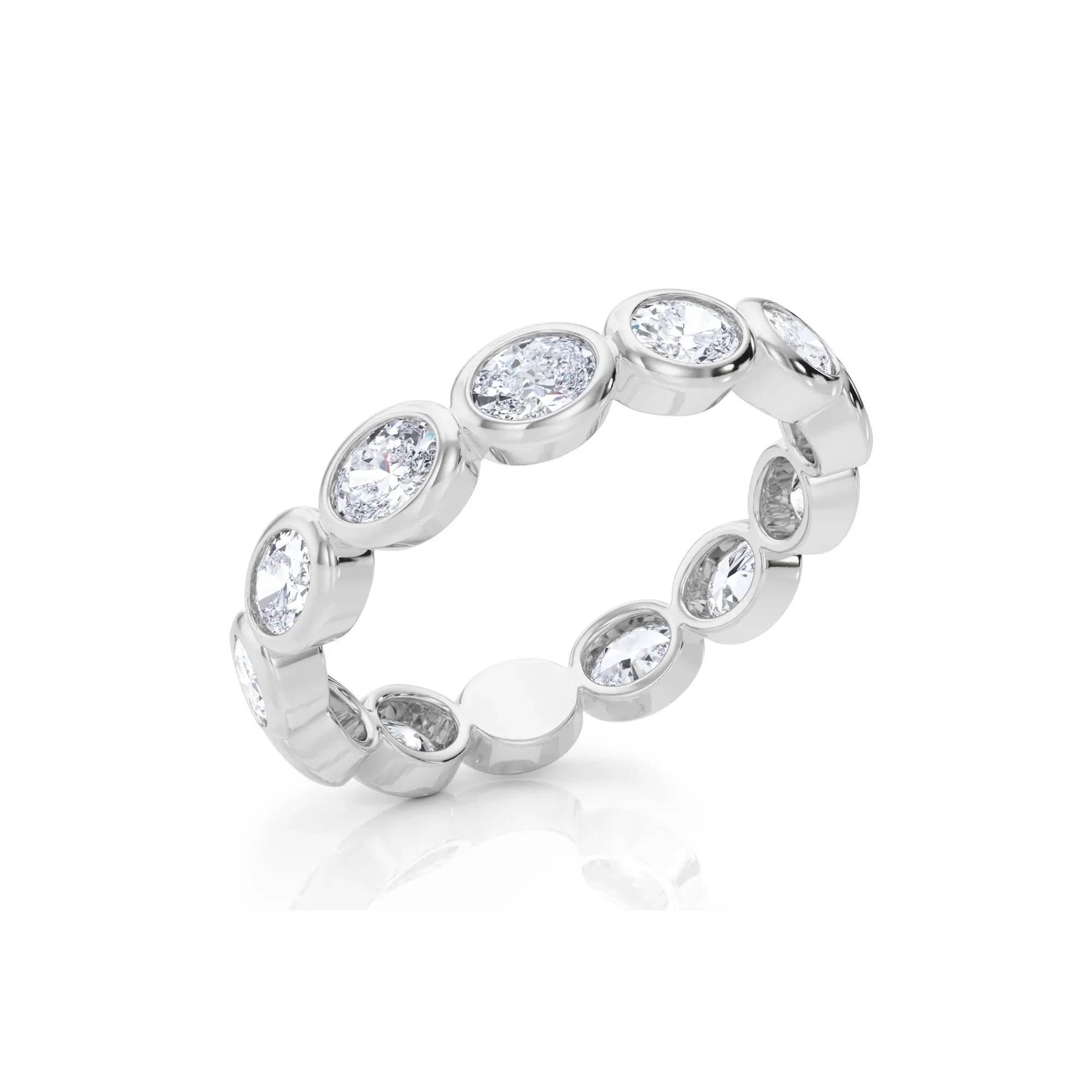 Lab Grown Diamond Bezel-Set Oval True Eternity Band Ring Platinum White Size 8.5 3.5mm - Image 5