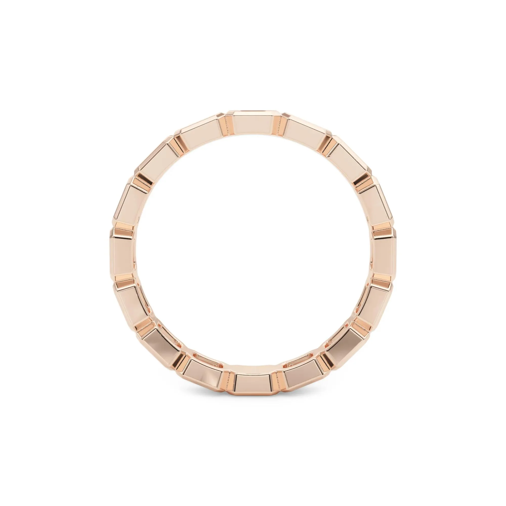 Lab Grown Diamond Bezel-Set Emerald-Cut True Eternity Band Ring 14K Rose Gold Size 5 3mm - Image 2