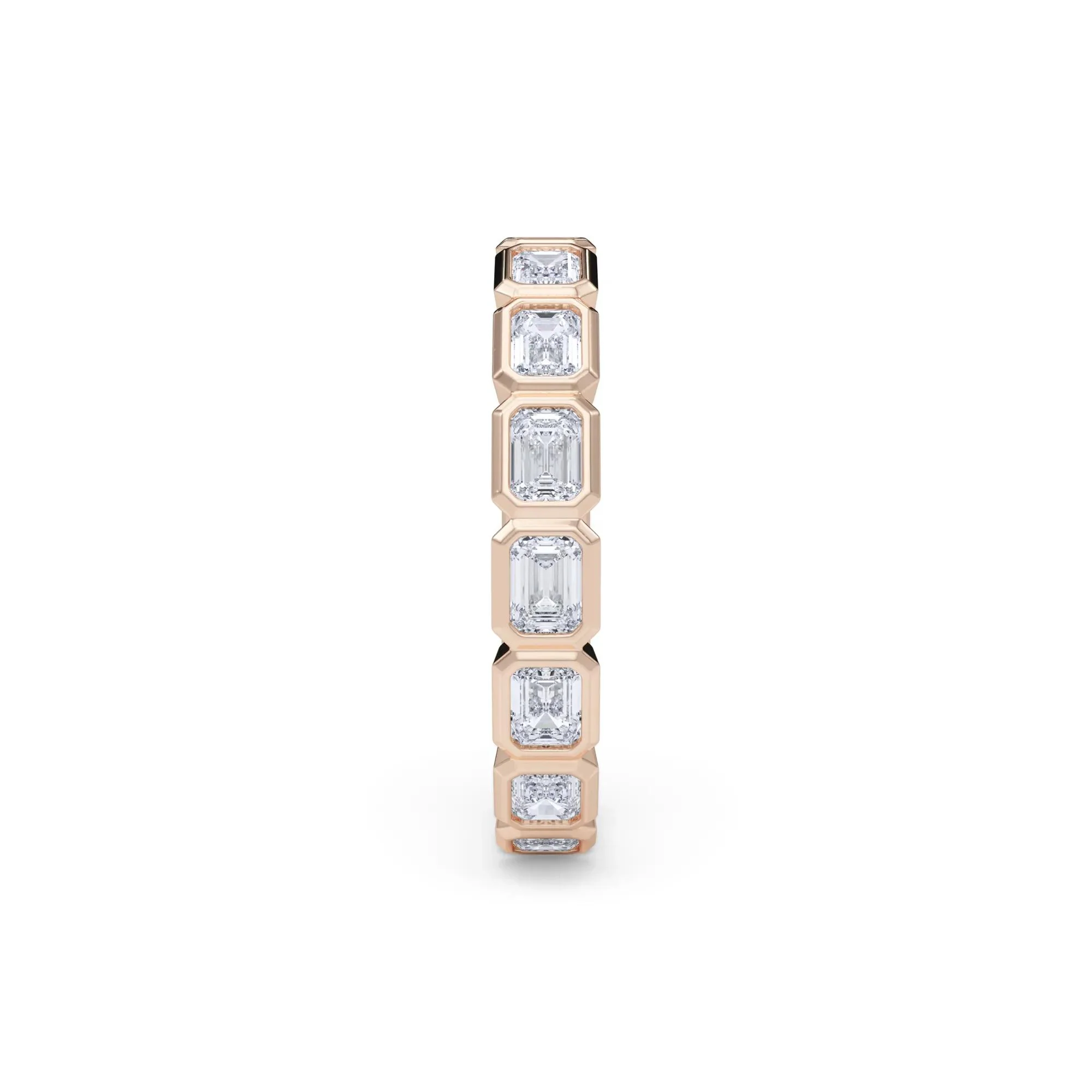 Lab Grown Diamond Bezel-Set Emerald-Cut True Eternity Band Ring 14K Rose Gold Size 8.5 3mm - Image 3