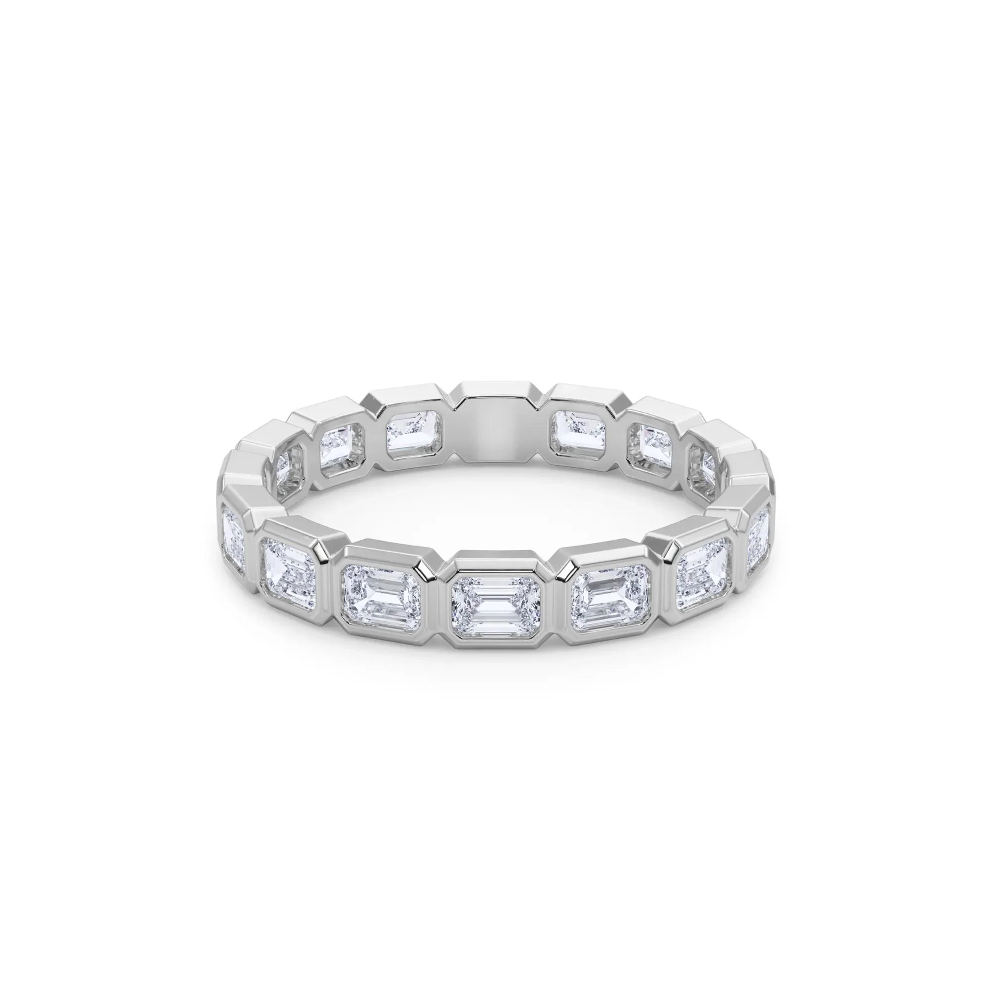 Lab Grown Diamond Bezel-Set Emerald-Cut True Eternity Band Ring 14K White Gold Size 8.5 3mm - Image 4