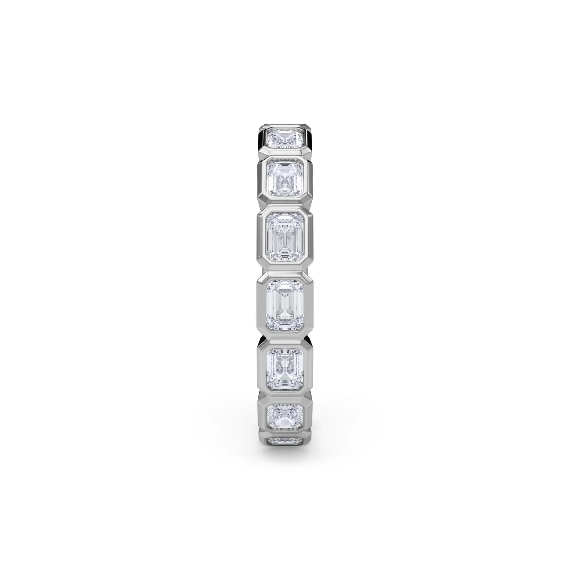Lab Grown Diamond Bezel-Set Emerald-Cut True Eternity Band Ring 14K White Gold Size 9 3mm - Image 3