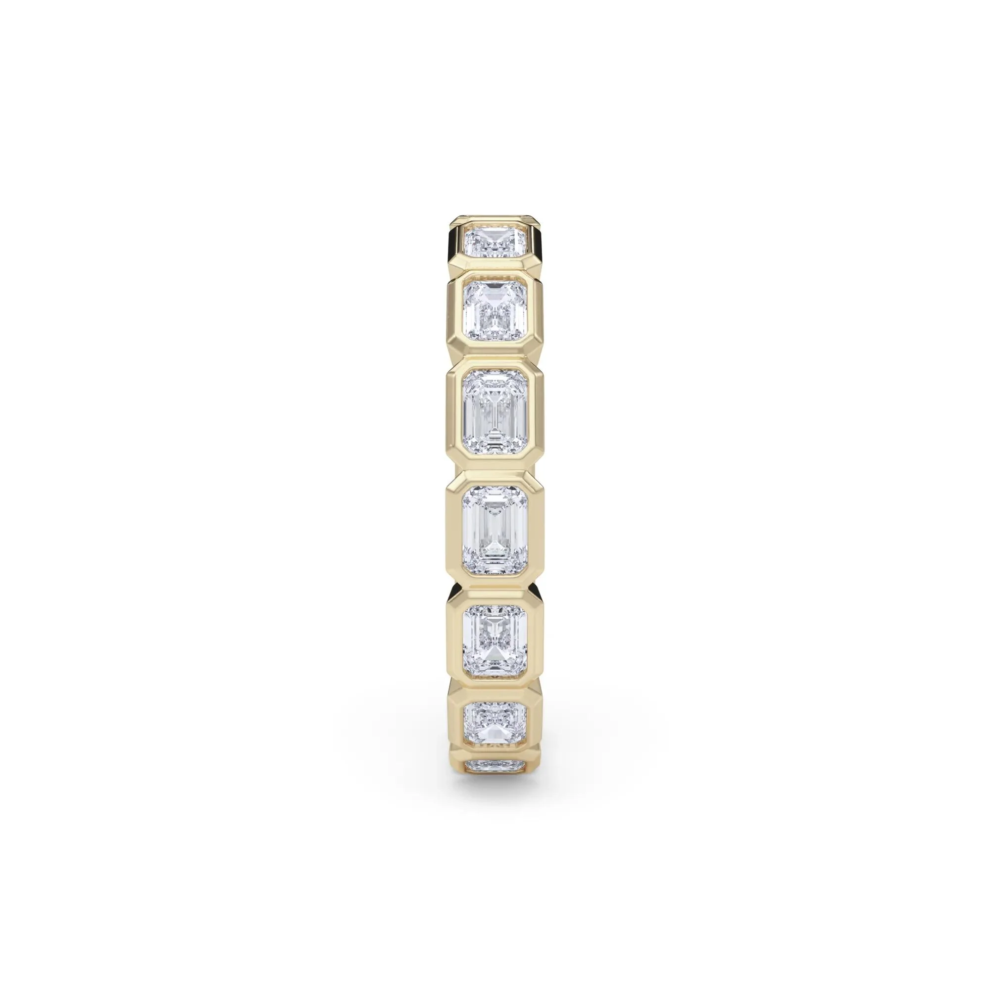 Lab Grown Diamond Bezel-Set Emerald-Cut True Eternity Band Ring 14K Yellow Gold Size 5 3mm - Image 3