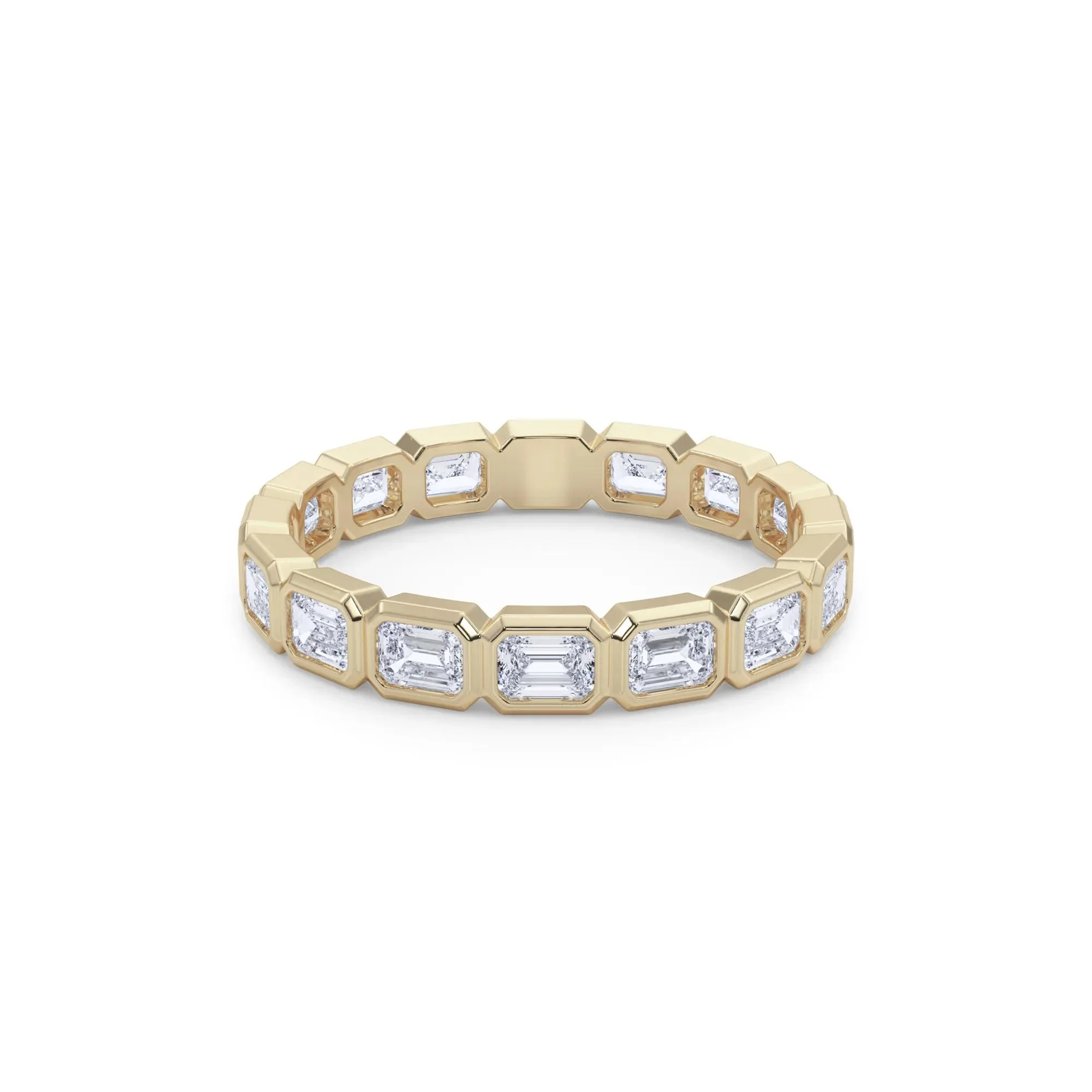 Lab Grown Diamond Bezel-Set Emerald-Cut True Eternity Band Ring 14K Yellow Gold Size 5 3mm - Image 4
