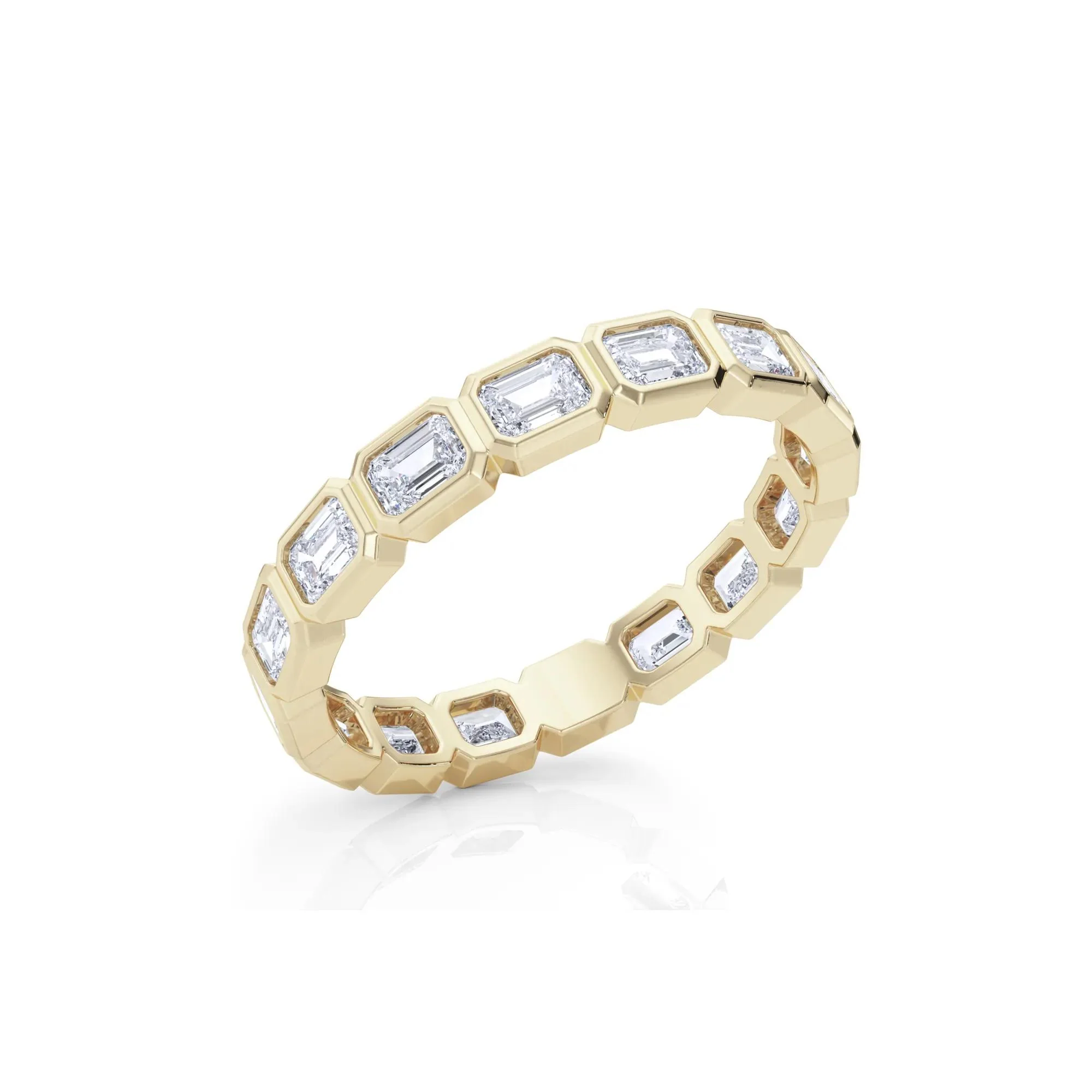 Lab Grown Diamond Bezel-Set Emerald-Cut True Eternity Band Ring 14K Yellow Gold Size 5 3mm - Image 5