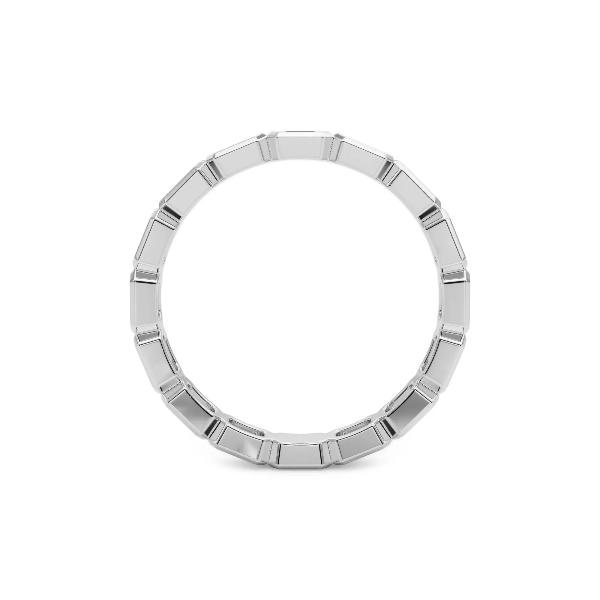 Lab Grown Diamond Bezel-Set Emerald-Cut True Eternity Band Ring Platinum White Size 8.5 3mm - Image 2