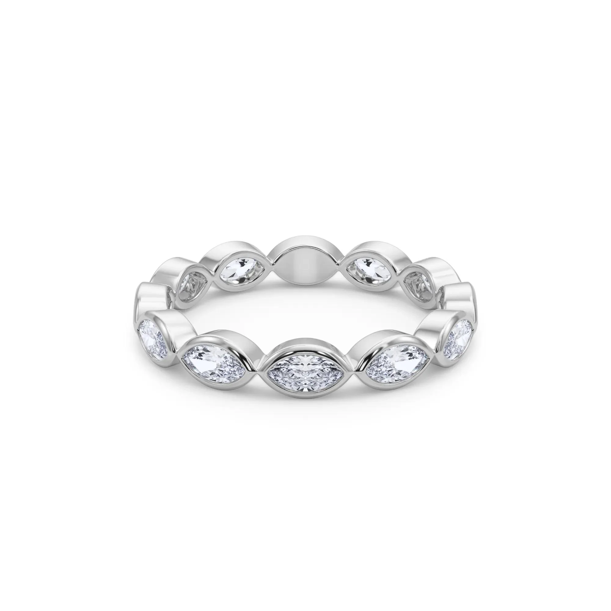 Lab Grown Diamond Bezel-Set Marquise True Eternity Band Ring Platinum White Size 8 3.5mm - Image 4