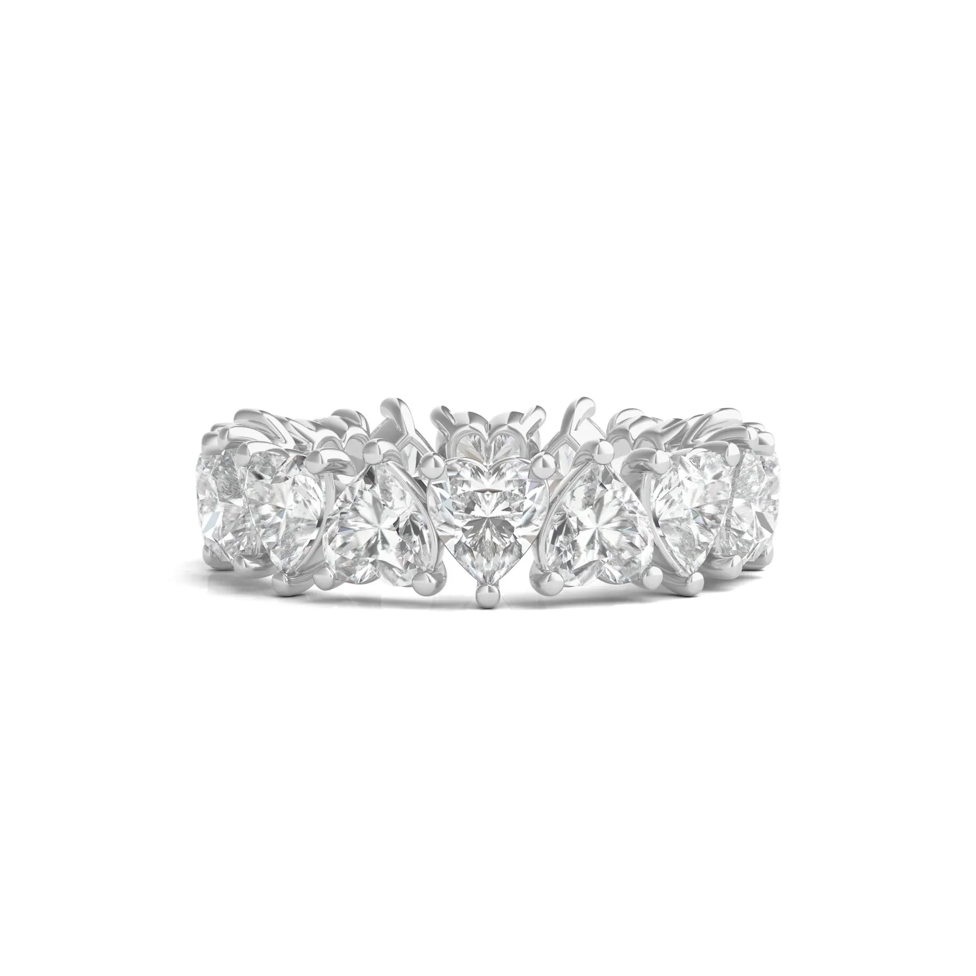 5 CT. Tw. Heart-Shaped Lab Grown Diamond True Eternity Band Ring Platinum White Size 5.5 6mm