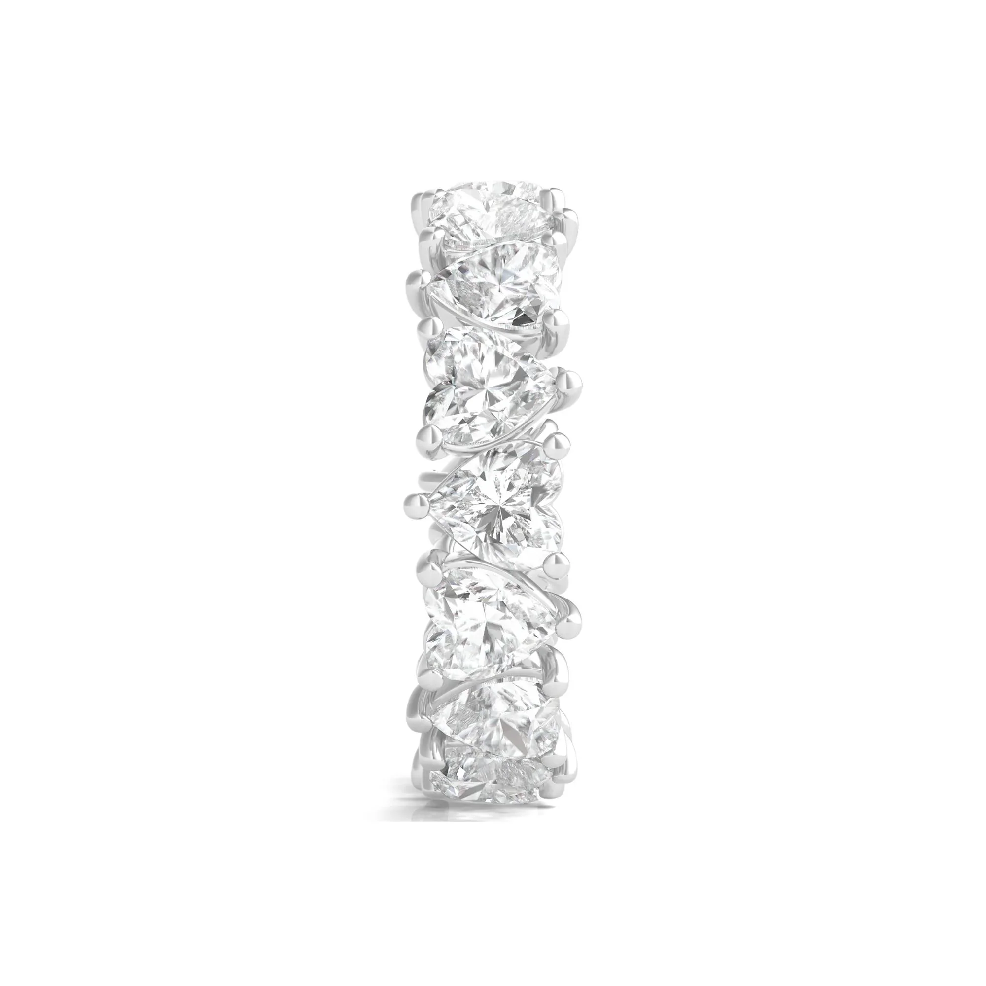 5 CT. Tw. Heart-Shaped Lab Grown Diamond True Eternity Band Ring Platinum White Size 6.5 6mm - Image 3