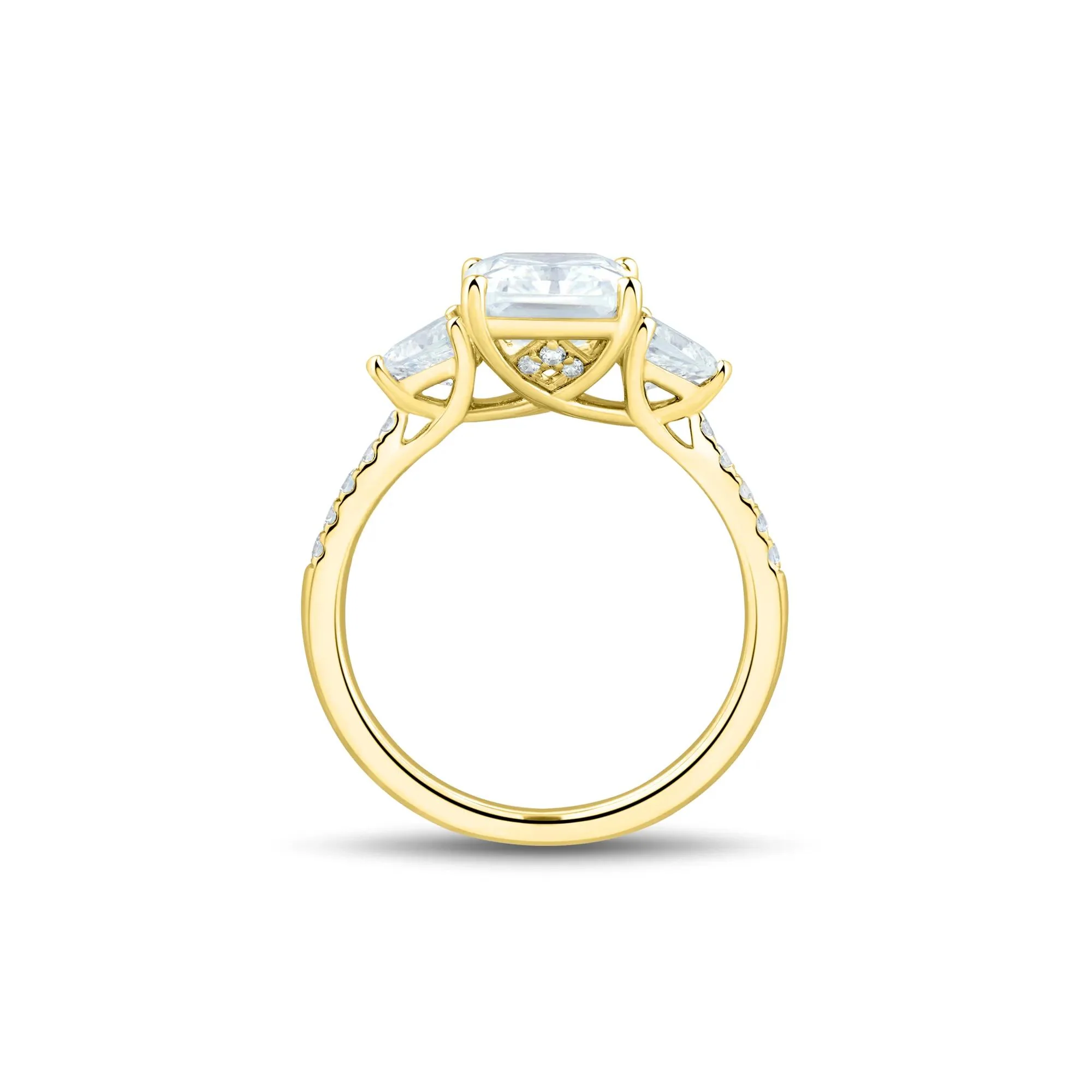 3 1/2 CT. Tw. Lab Grown Diamond Radiant-Cut Engagement Ring 14K Yellow Gold Round Brilliant Cut Size 9 1.5mm - Image 2