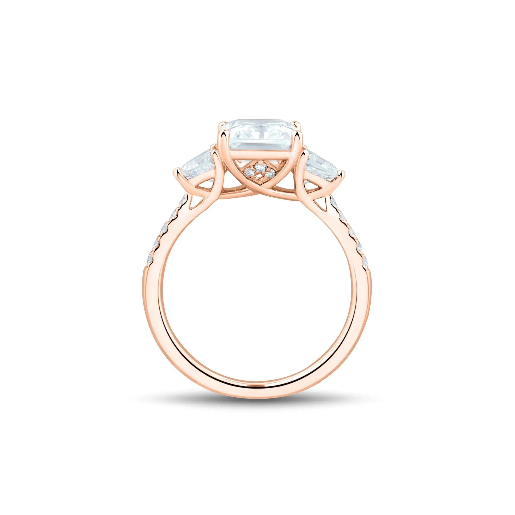 3 1/2 CT. Tw. Lab Grown Diamond Radiant-Cut Engagement Ring 14K Rose Gold Round Brilliant Cut Size 8 1.5mm - Image 2
