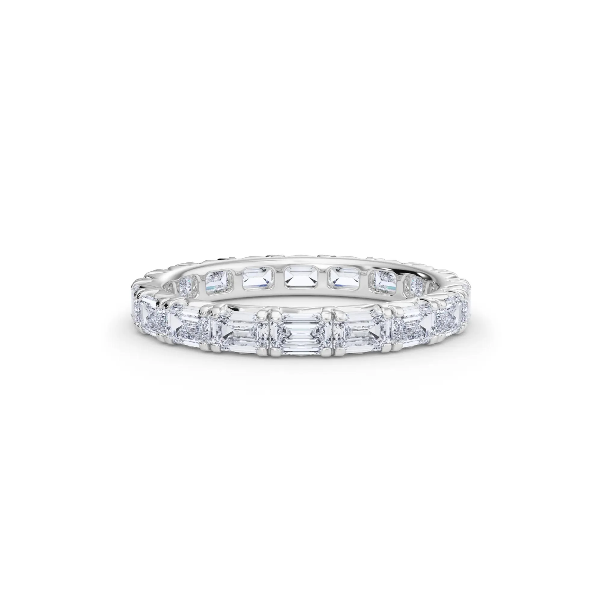 2 1/7 CT. Tw. Lab Grown Emerald-Cut Diamond Eternity Band Ring 14K White Gold Size 6 3mm