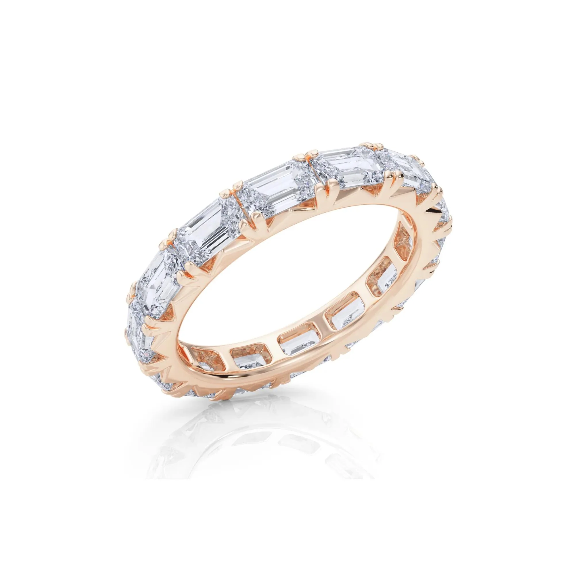 3 7/8 CT. Tw. Emerald-Cut Lab Grown Diamond Eternity Band Ring 14K Rose Gold Size 5 4mm - Image 3