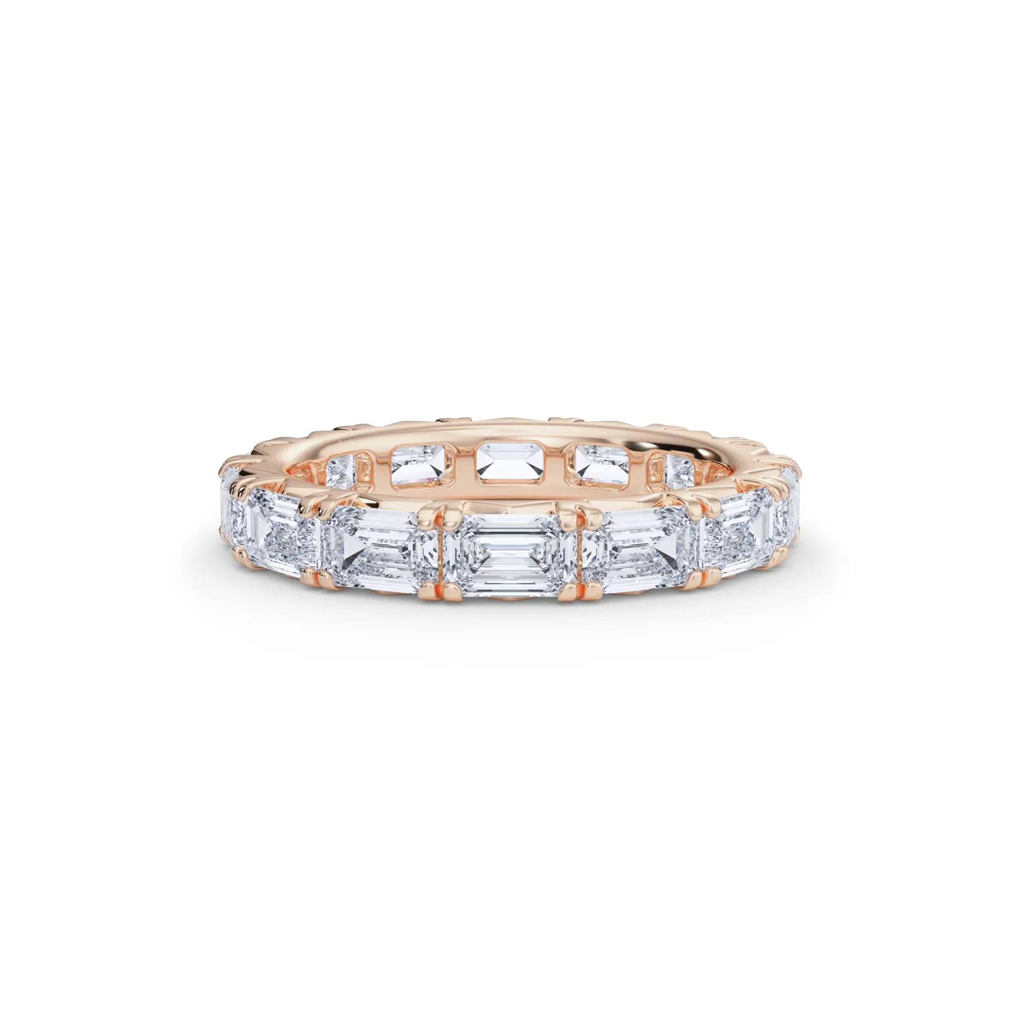 3 7/8 CT. Tw. Emerald-Cut Lab Grown Diamond Eternity Band Ring 14K Rose Gold Size 9 4mm