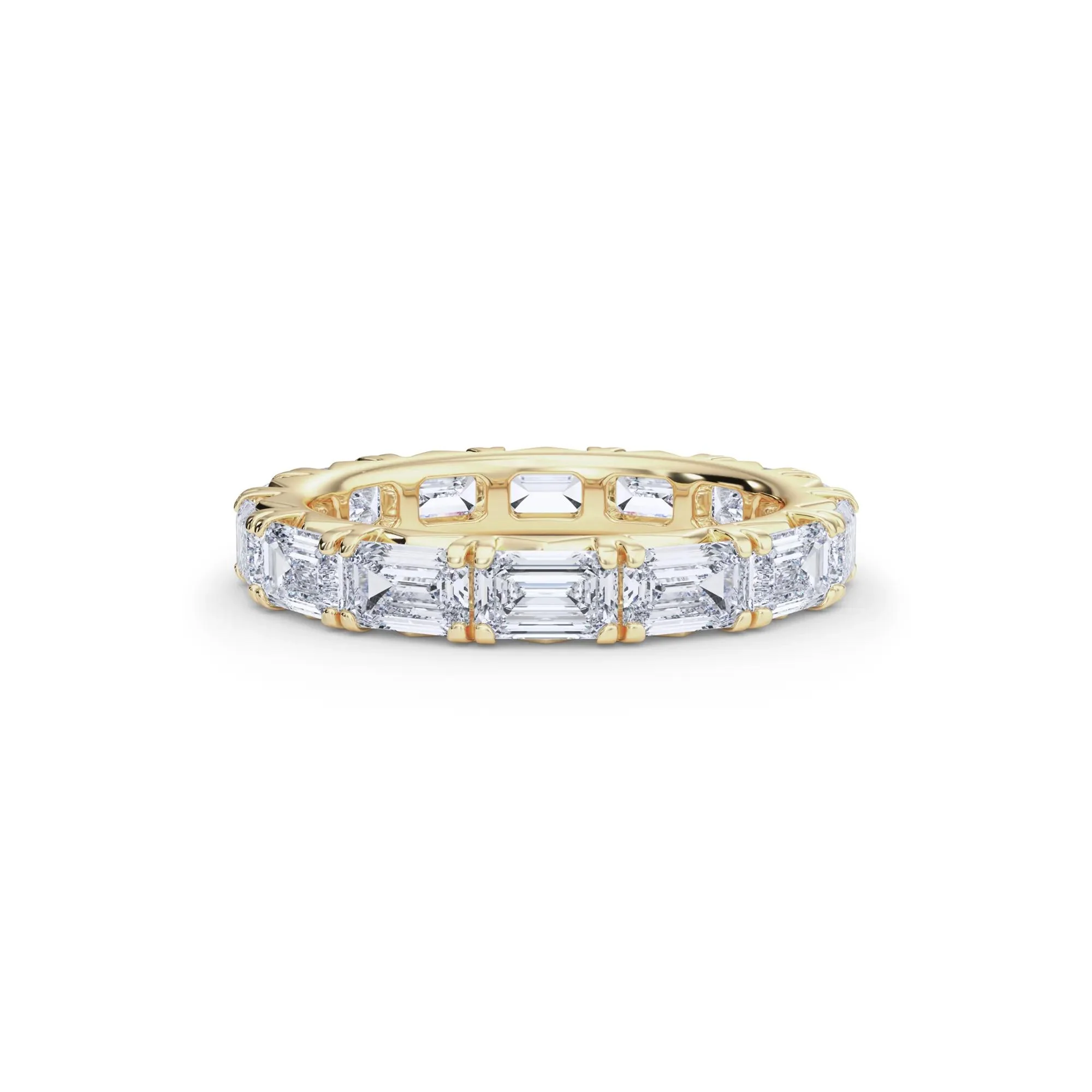 3 7/8 CT. Tw. Emerald-Cut Lab Grown Diamond Eternity Band Ring 14K Yellow Gold Size 6.5 4mm