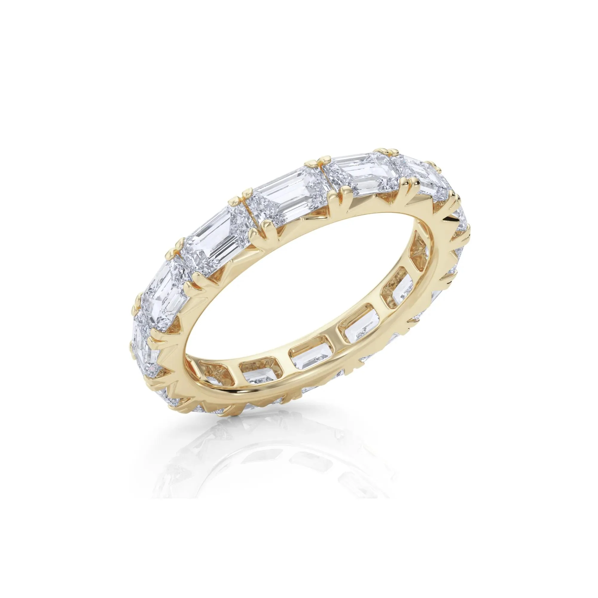 3 7/8 CT. Tw. Emerald-Cut Lab Grown Diamond Eternity Band Ring 14K Yellow Gold Size 6.5 4mm - Image 3