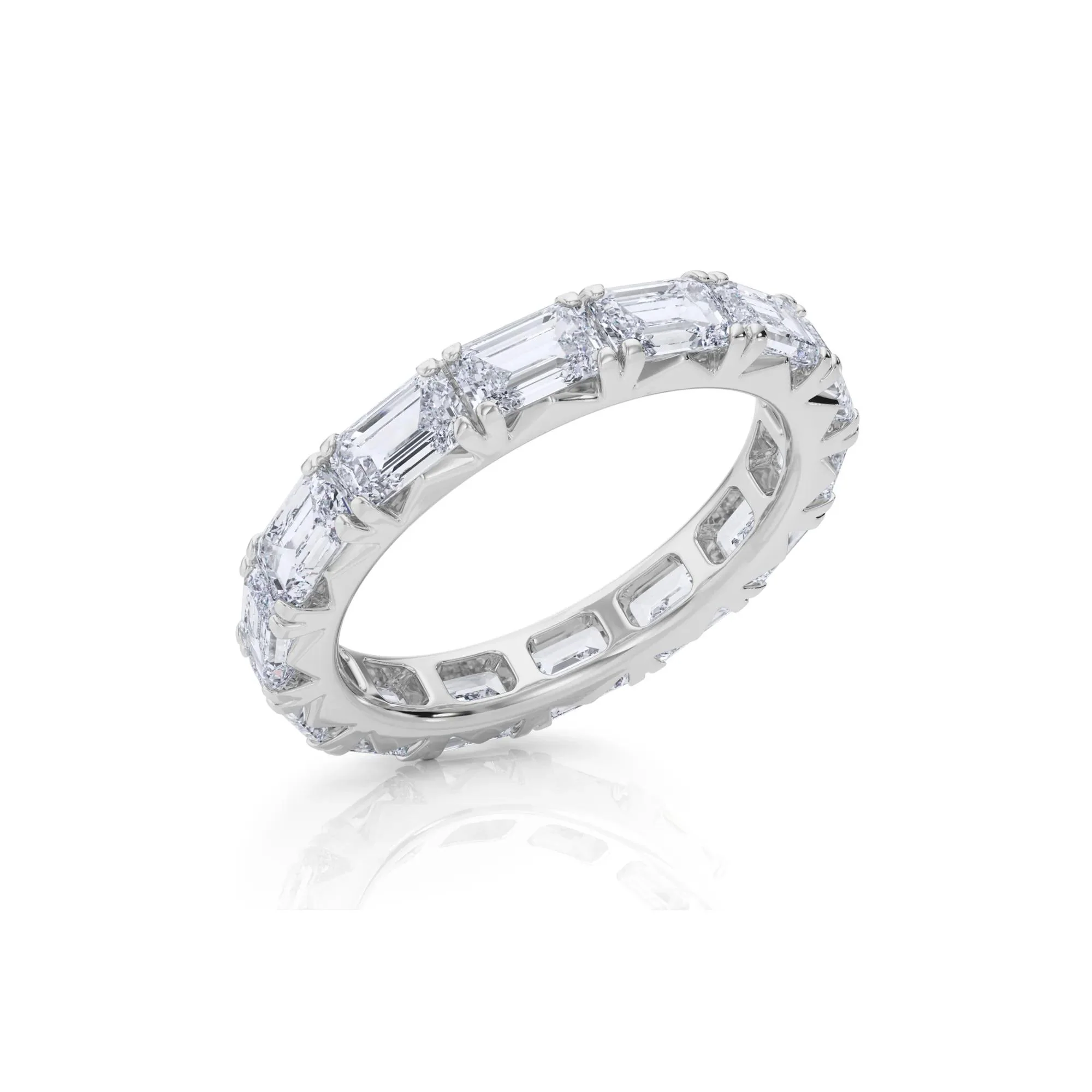 3 7/8 CT. Tw. Emerald-Cut Lab Grown Diamond Eternity Band Ring Platinum White Size 8.5 4mm - Image 3