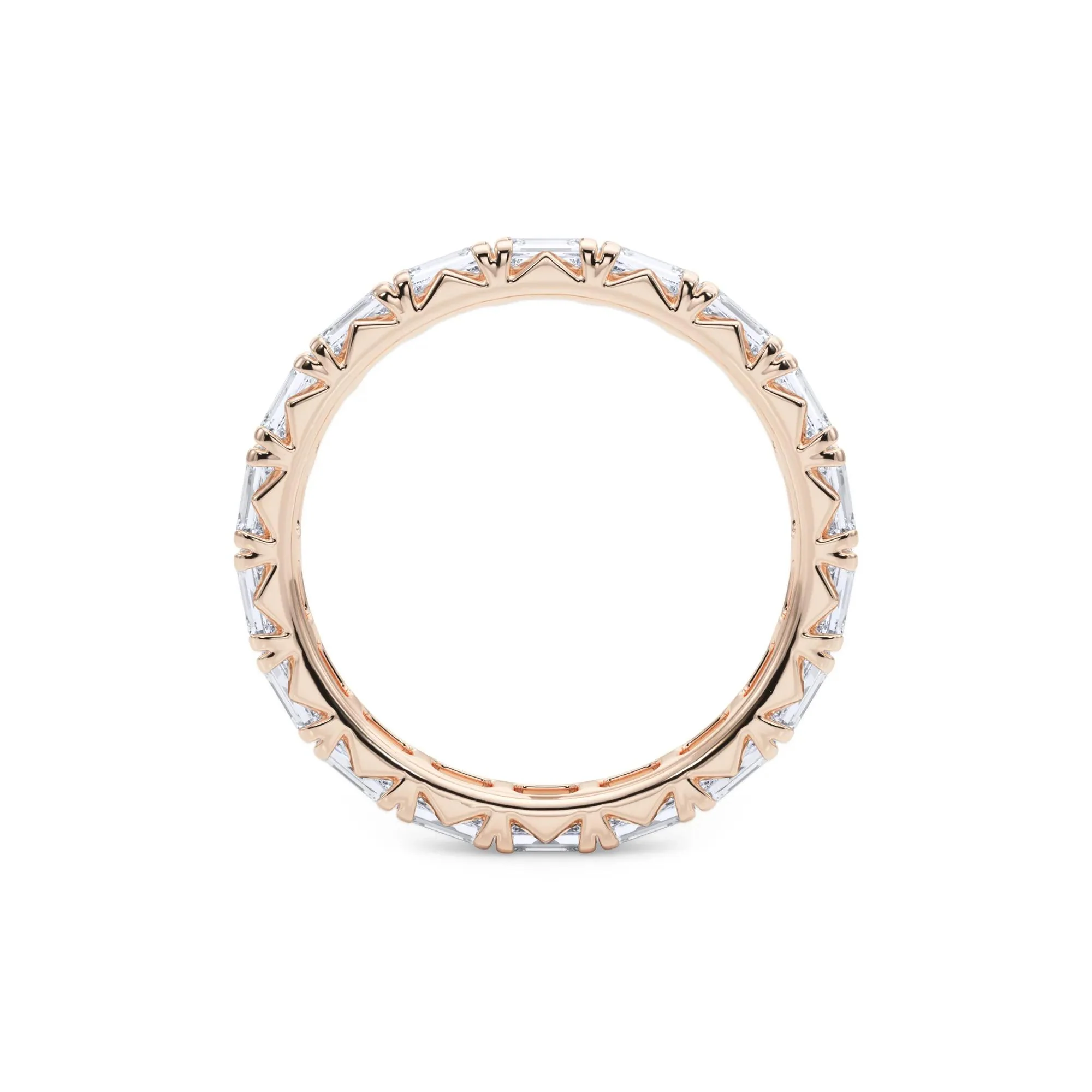 2 1/7 CT. Tw. Lab Grown Emerald-Cut Diamond Eternity Band Ring 14K Rose Gold Size 4 3mm - Image 2