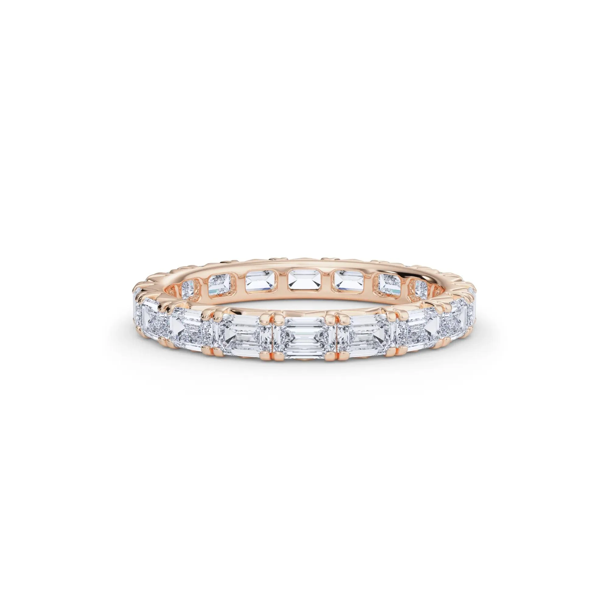 2 1/7 CT. Tw. Lab Grown Emerald-Cut Diamond Eternity Band Ring 14K Rose Gold Size 6 3mm