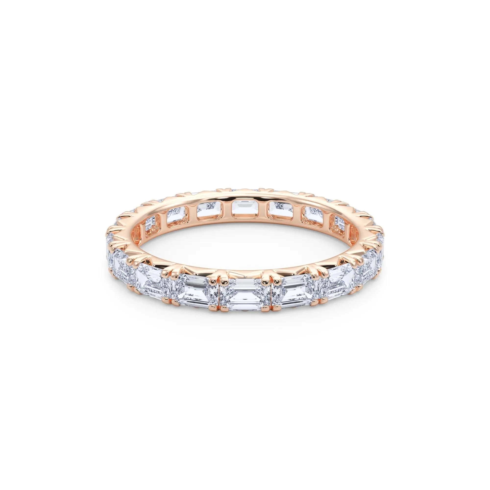 2 1/7 CT. Tw. Lab Grown Emerald-Cut Diamond Eternity Band Ring 14K Rose Gold Size 6.5 3mm - Image 4