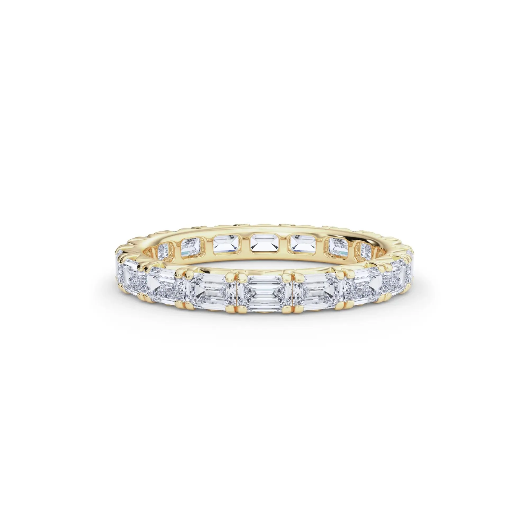 2 1/7 CT. Tw. Lab Grown Emerald-Cut Diamond Eternity Band Ring 14K Yellow Gold Size 5.5 3mm