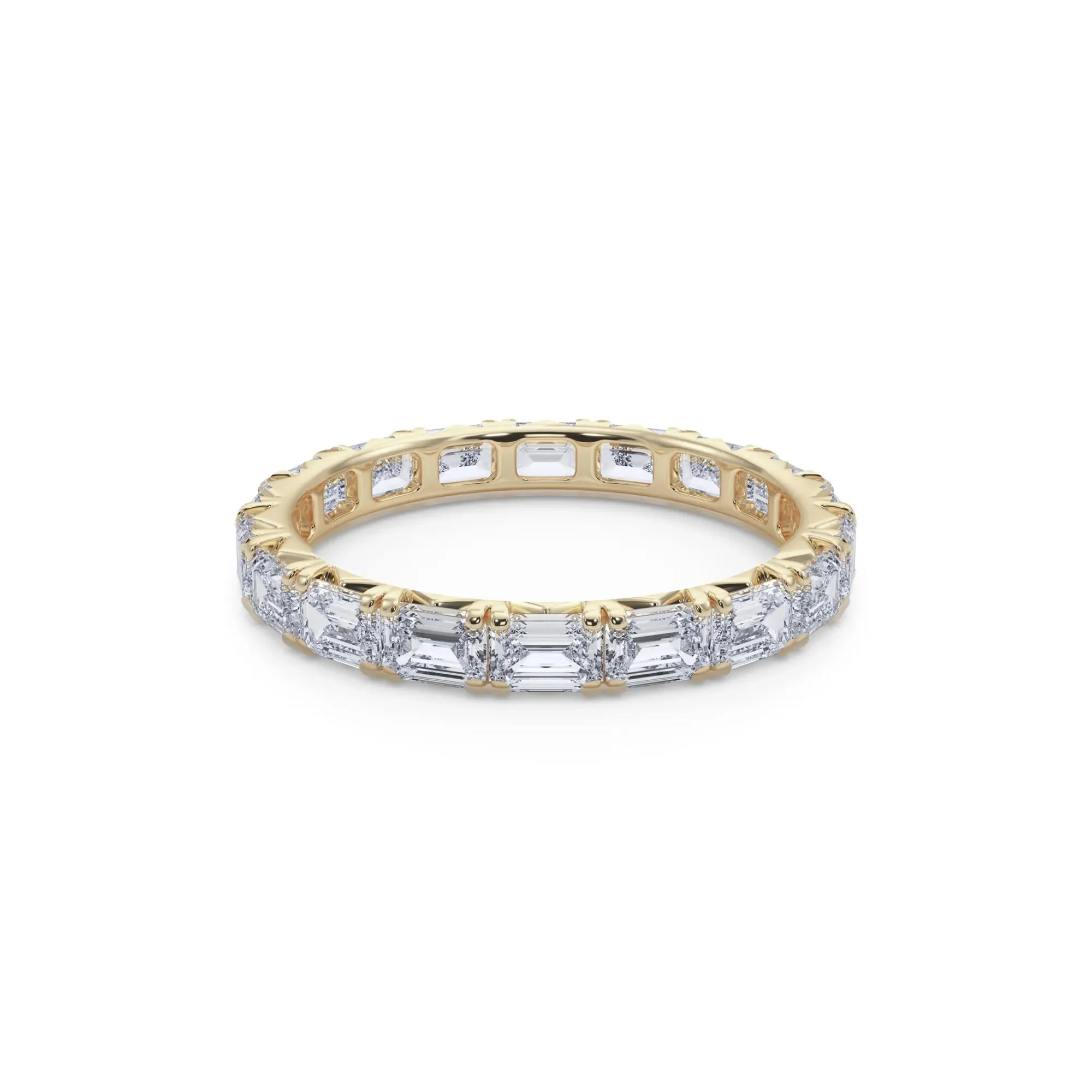 2 1/7 CT. Tw. Lab Grown Emerald-Cut Diamond Eternity Band Ring 14K Yellow Gold Size 8 3mm - Image 4