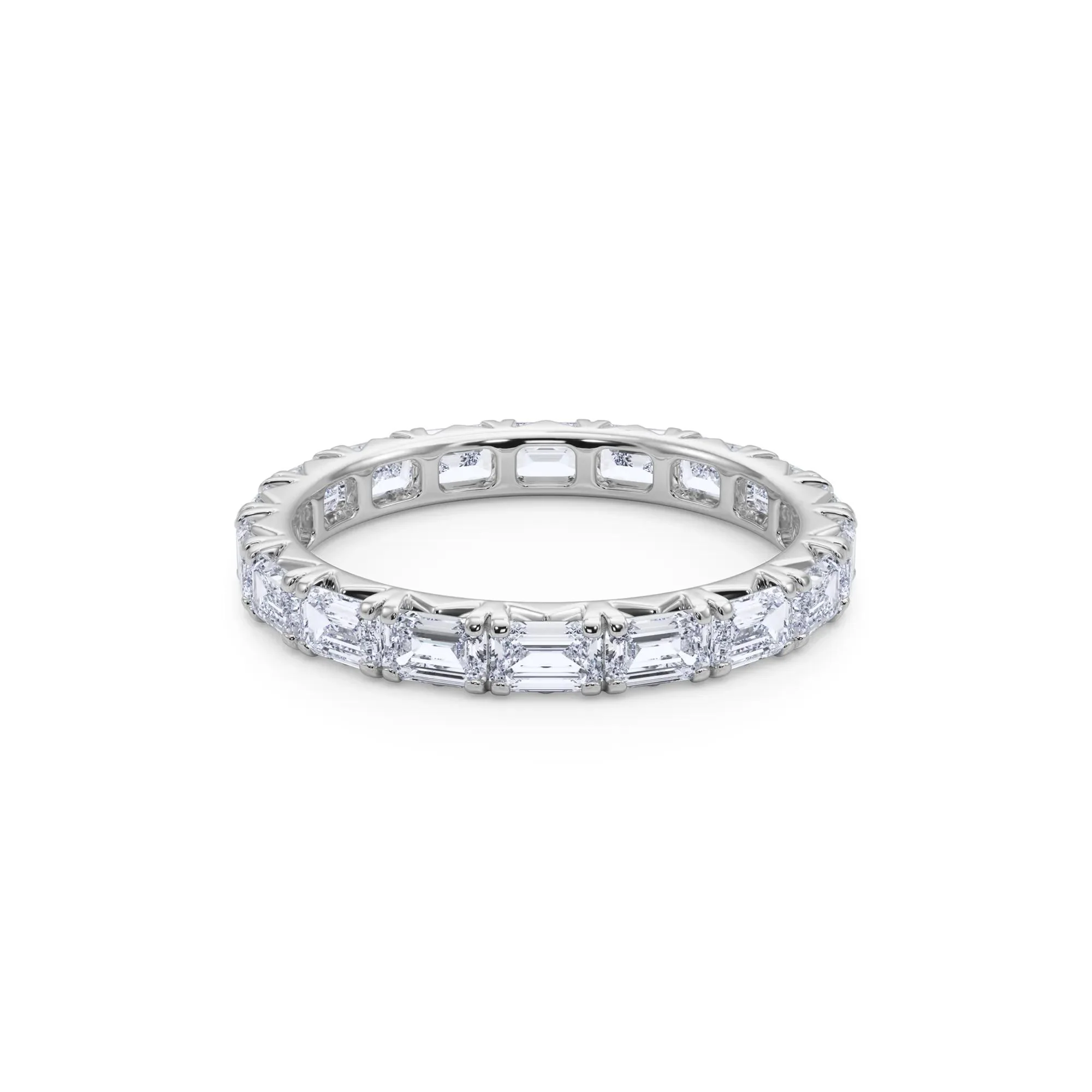 2 1/7 CT. Tw. Lab Grown Emerald-Cut Diamond Eternity Band Ring Platinum White Size 5.5 3mm - Image 4