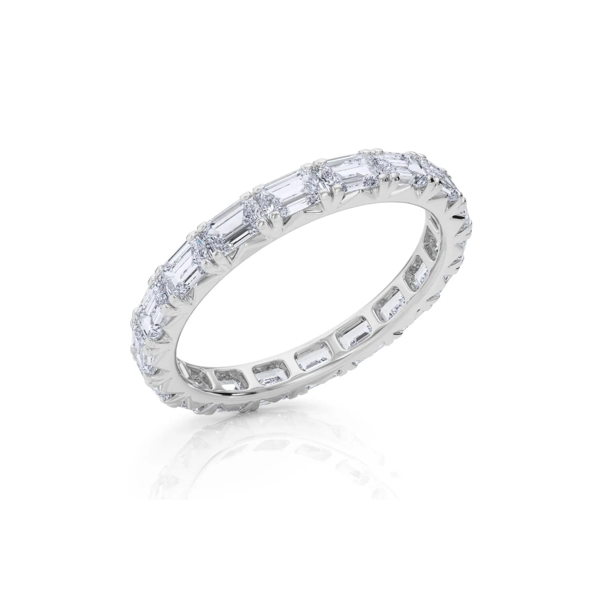 2 1/7 CT. Tw. Lab Grown Emerald-Cut Diamond Eternity Band Ring Platinum White Size 9 3mm - Image 3