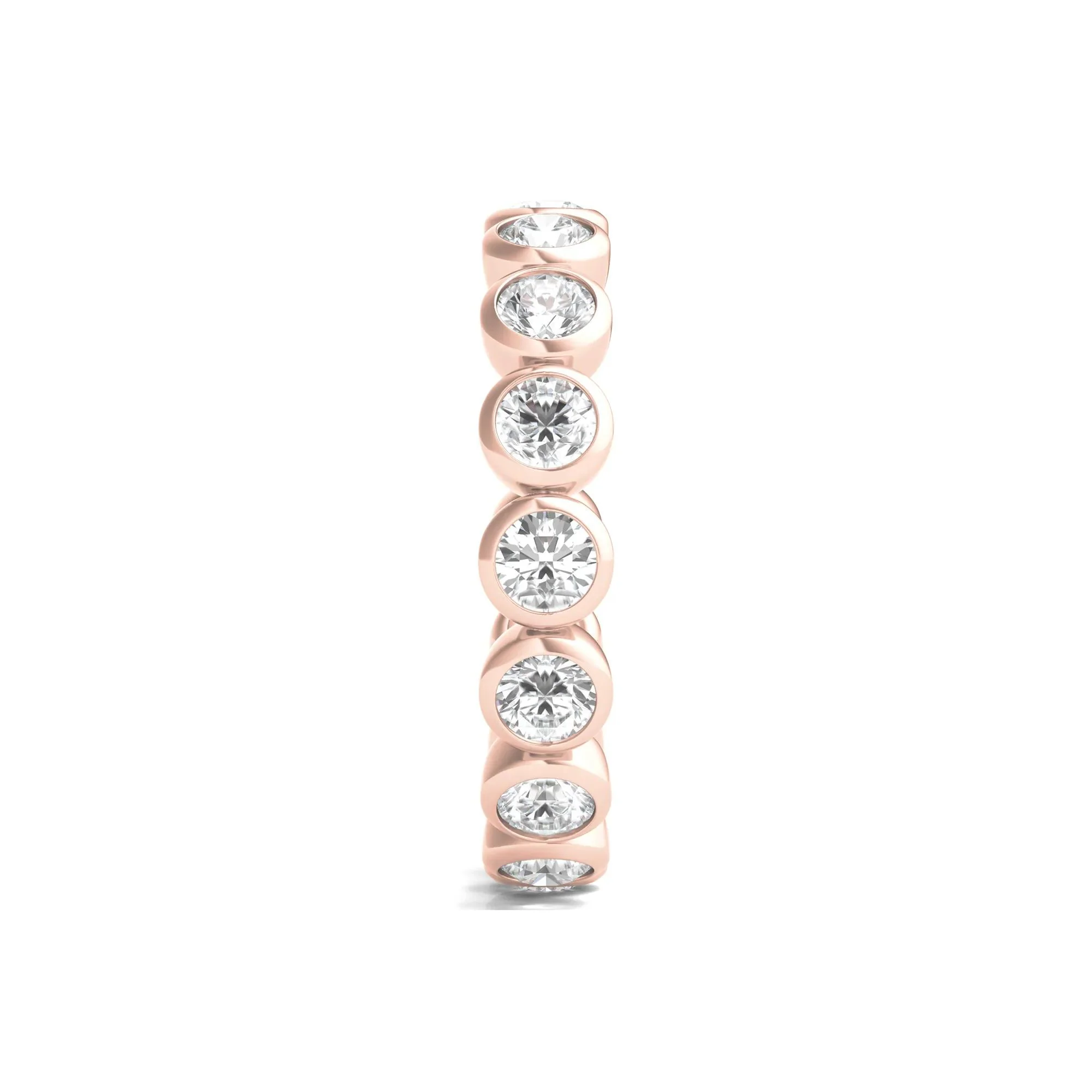 2 CT. Tw. Round Lab Grown Diamond Bezel-Set Eternity Band Ring 14K Rose Gold Size 5 - Image 3