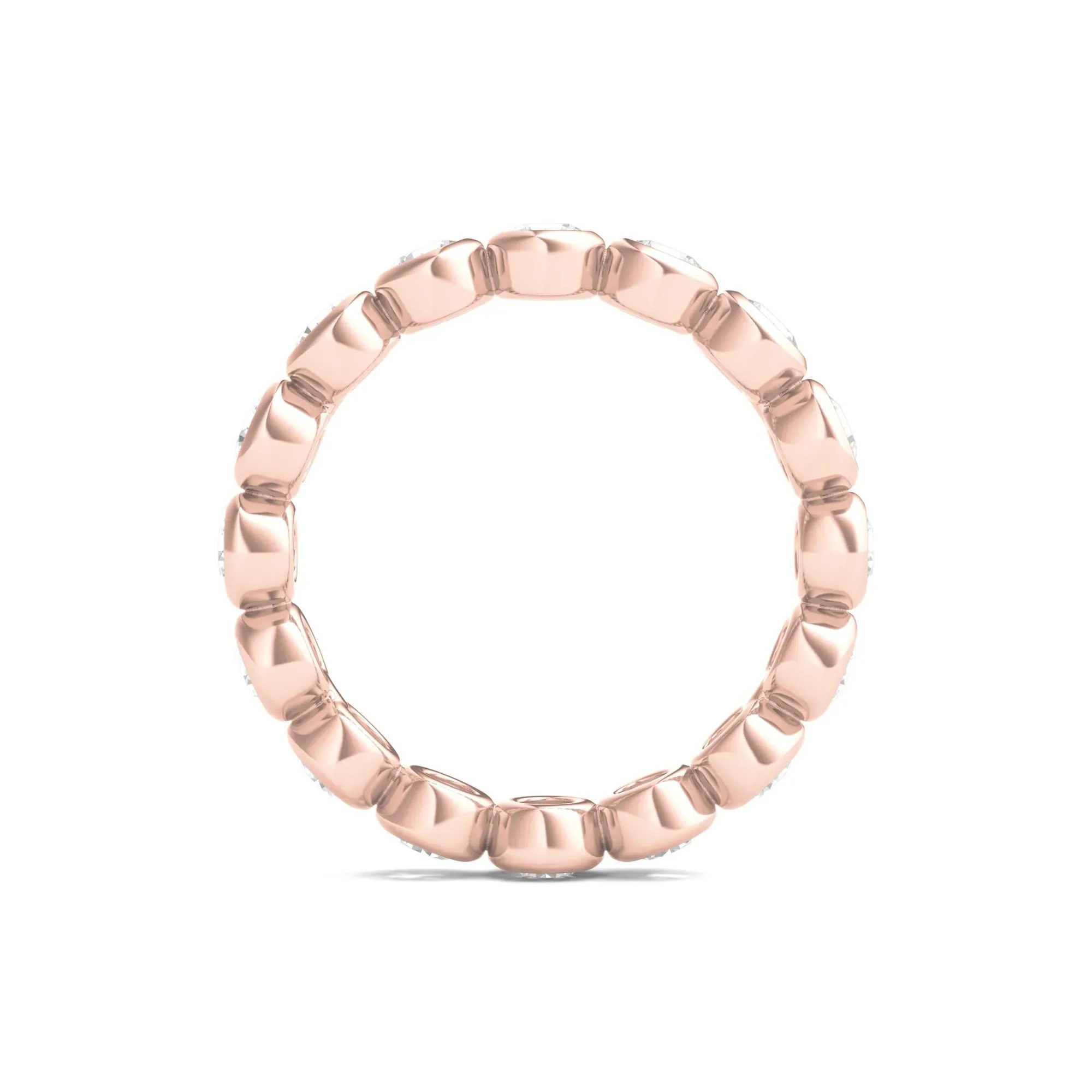 2 CT. Tw. Round Lab Grown Diamond Bezel-Set Eternity Band Ring 14K Rose Gold Size 9 - Image 2