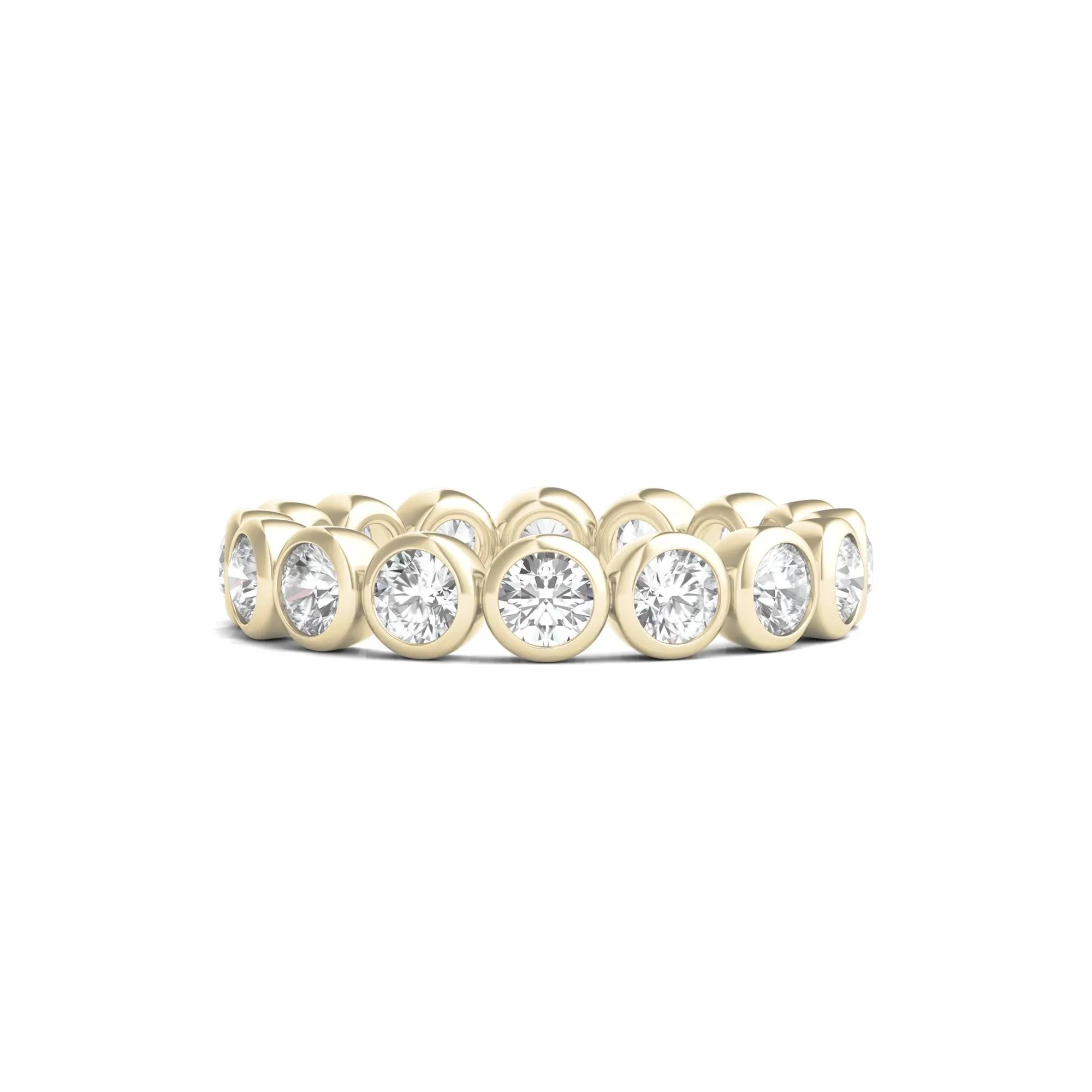 2 CT. Tw. Round Lab Grown Diamond Bezel-Set Eternity Band Ring 14K Yellow Gold Size 5