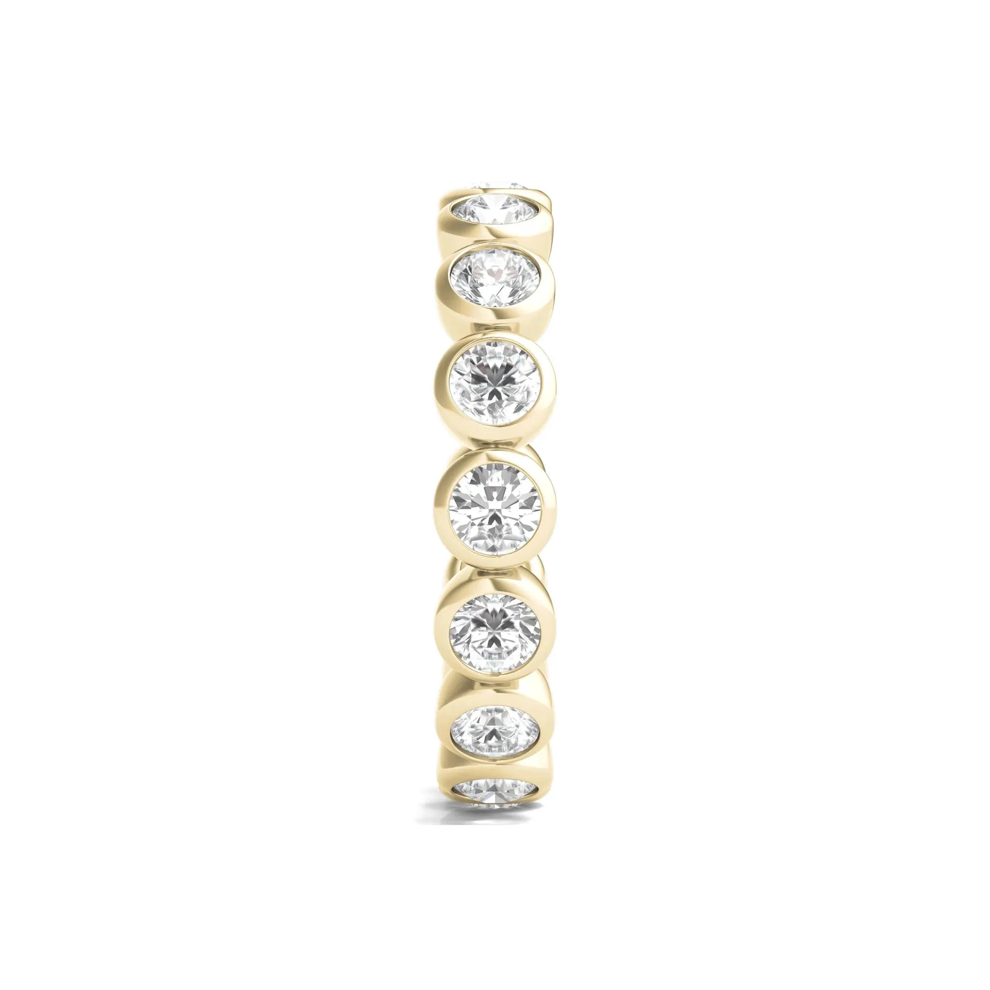 2 CT. Tw. Round Lab Grown Diamond Bezel-Set Eternity Band Ring 14K Yellow Gold Size 8 - Image 3
