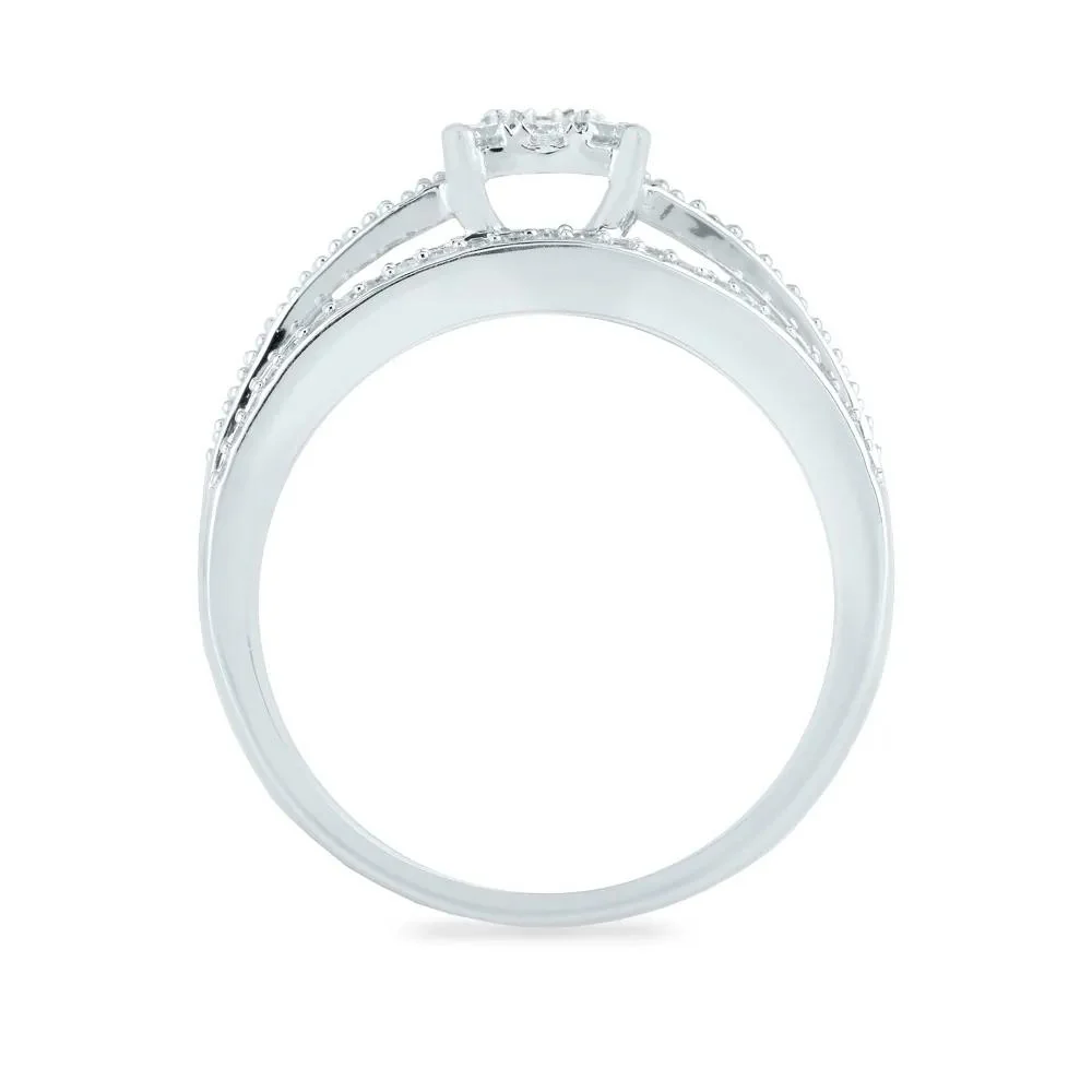 3/4 CT. Tw. Diamond Composite Engagement Ring 10K White Gold Round Brilliant Cut Size 6 2mm - Image 2