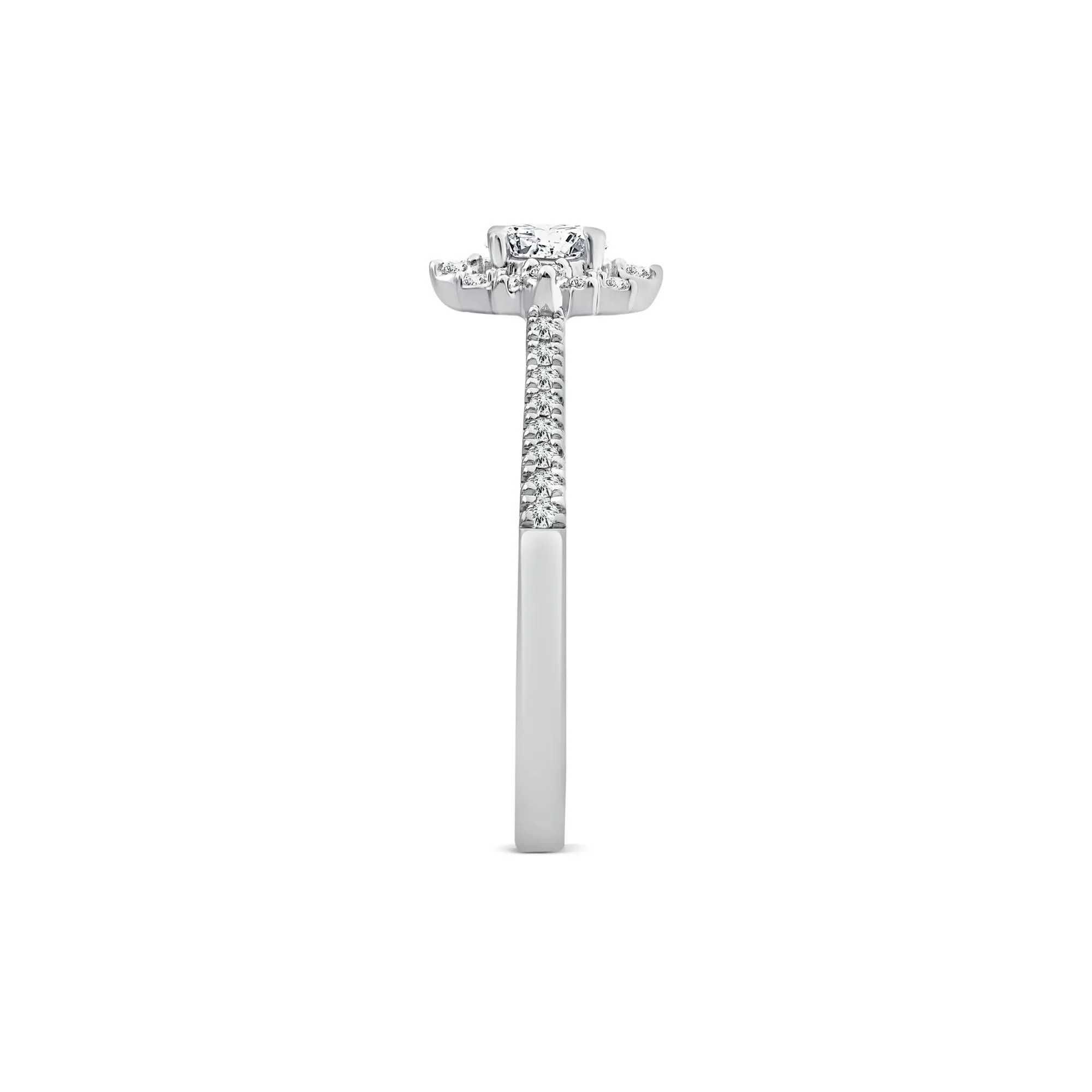 1/2 CT. Tw. Oval Burst Halo Engagement Ring 14K White Gold Round Brilliant Cut Size 6.5 1mm - Image 3