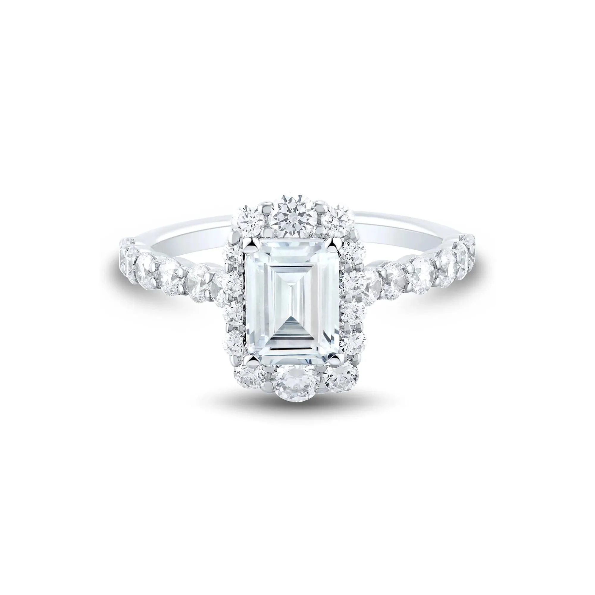2 1/4 CT. Tw. Lab Grown Diamond Halo Engagement Ring 14K White Gold Round Brilliant Cut Size 8 2mm