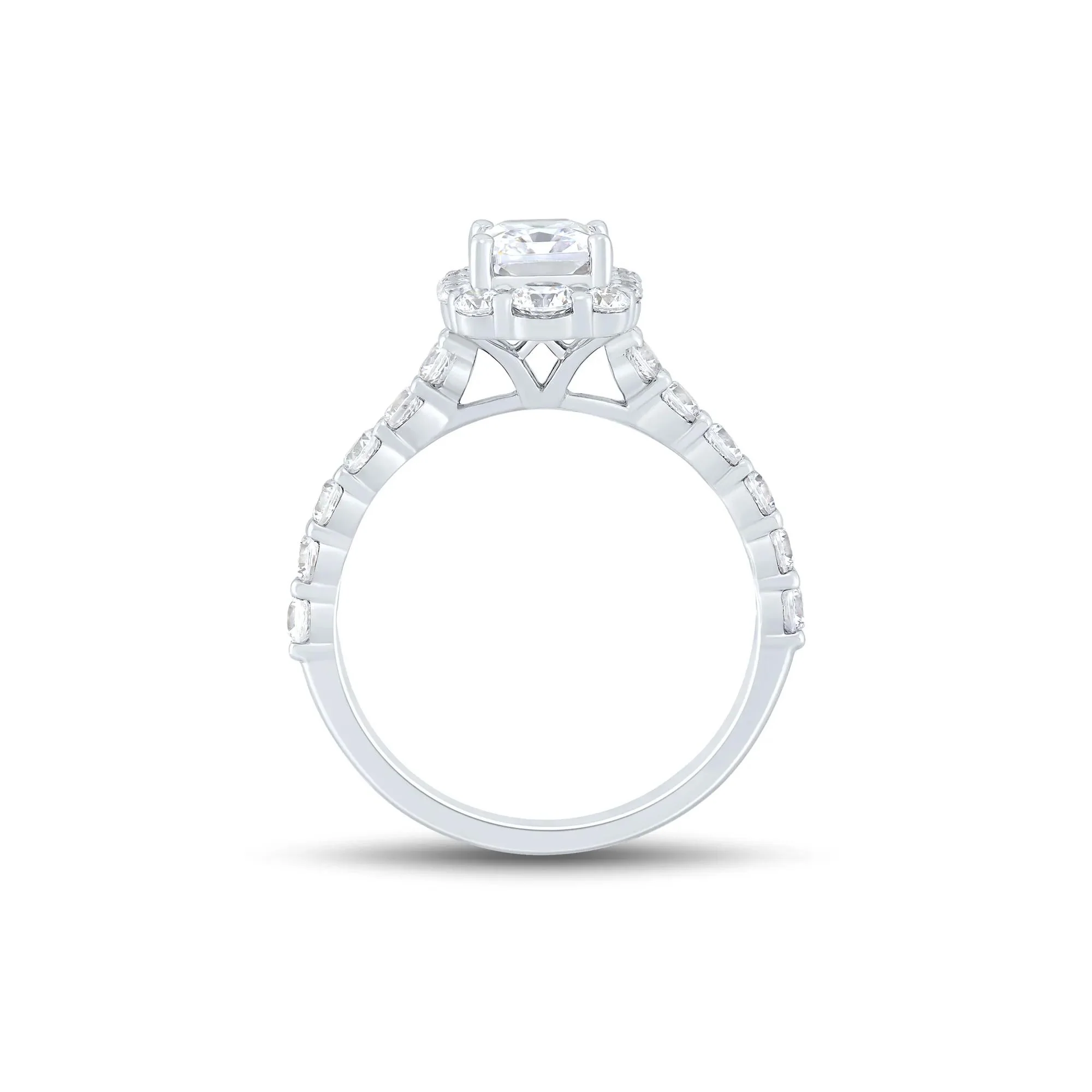 2 1/4 CT. Tw. Lab Grown Diamond Halo Engagement Ring 14K White Gold Round Brilliant Cut Size 8 2mm - Image 2