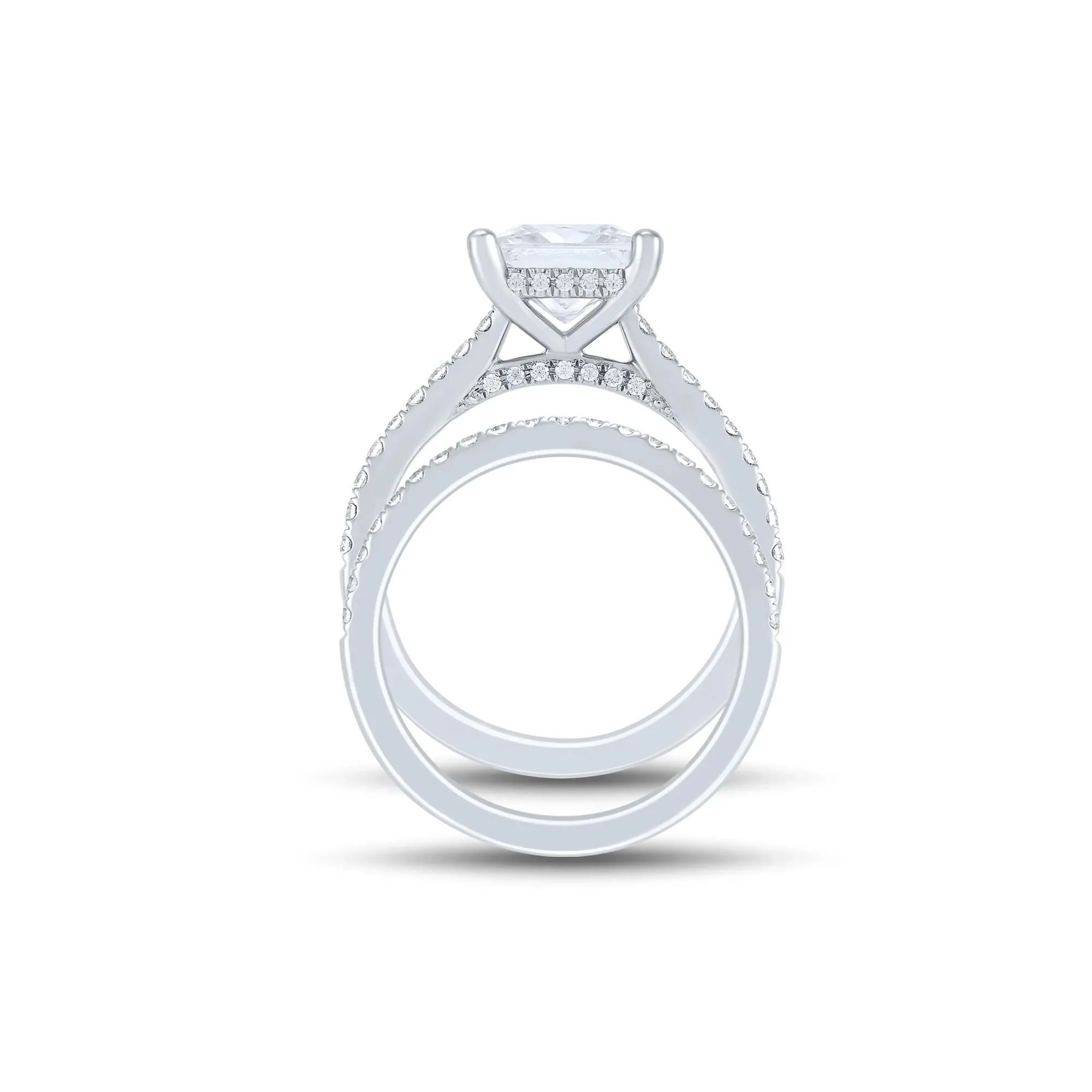 4 CT. Tw. Lab Grown Diamond Engagement Set 14K White Gold Ring Round Brilliant Cut Size 7 1mm - Image 2
