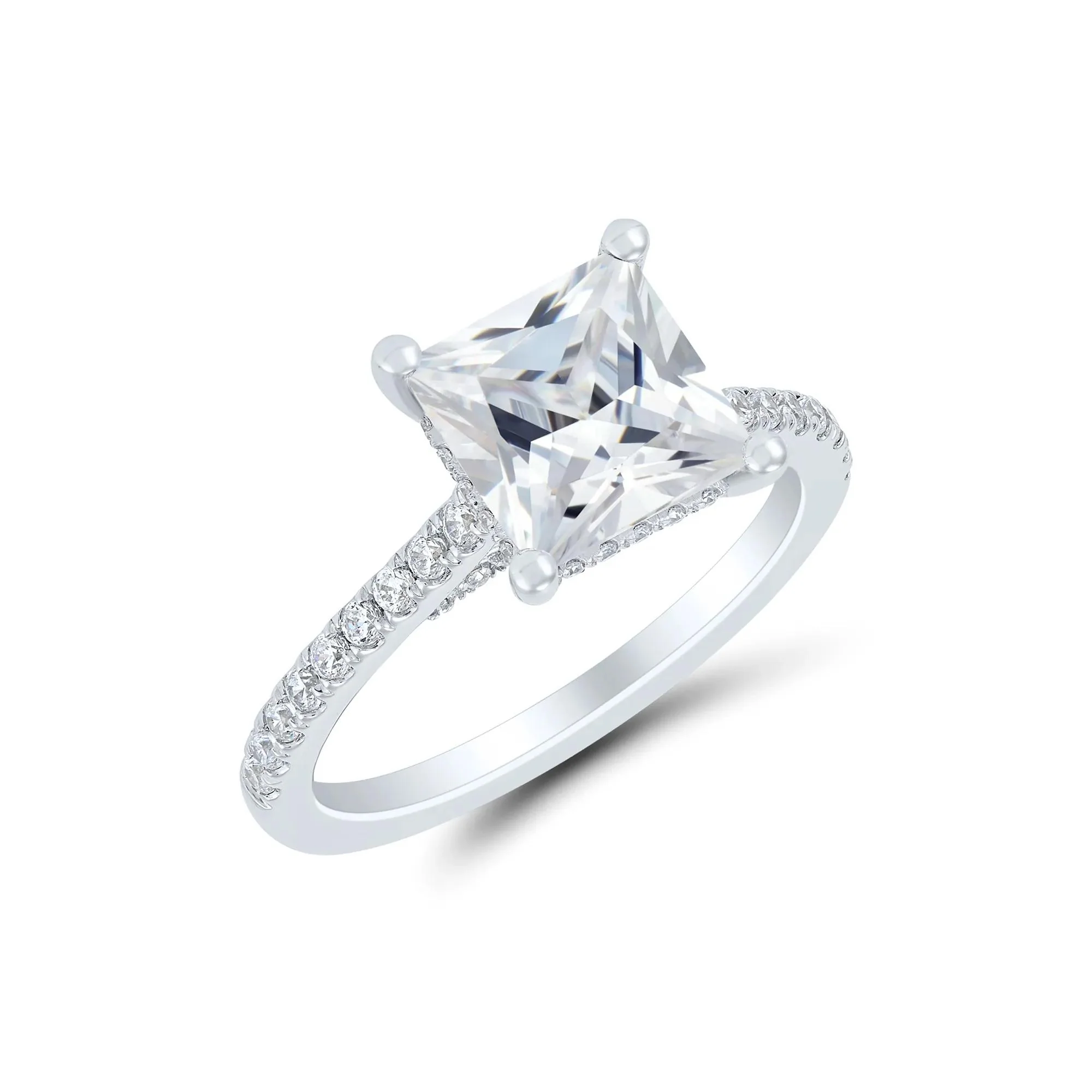 4 CT. Tw. Lab Grown Diamond Engagement Set 14K White Gold Ring Round Brilliant Cut Size 7 1mm - Image 4