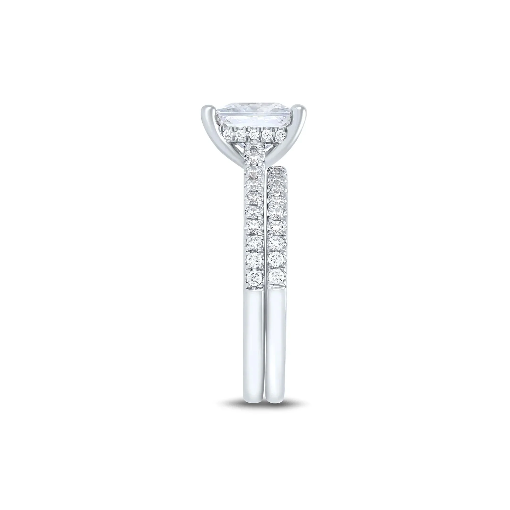 4 CT. Tw. Lab Grown Diamond Engagement Set 14K White Gold Ring Round Brilliant Cut Size 9 1mm - Image 3